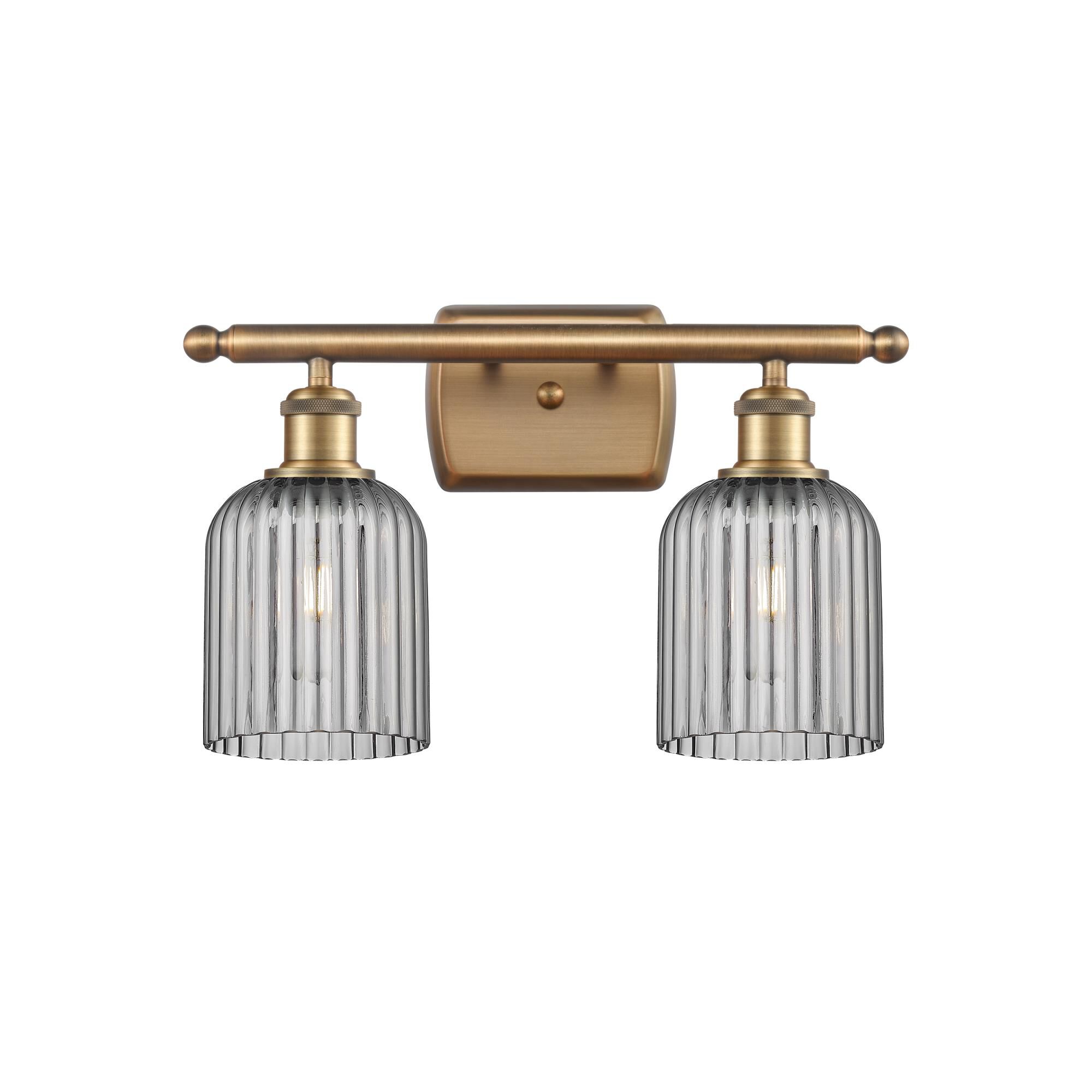 Shown in Brushed Brass finish and Light Smoke shade