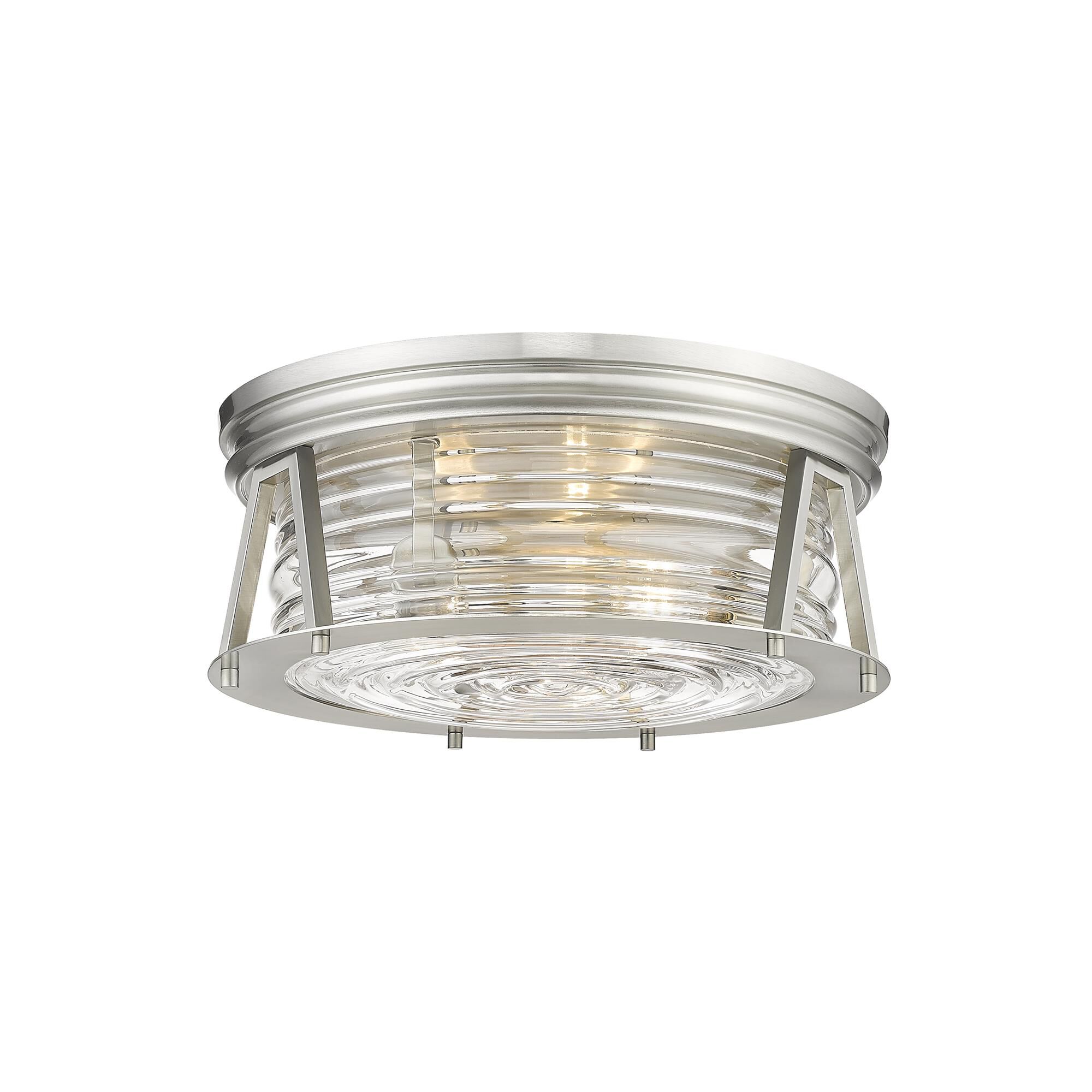 Shown in Brushed Nickel finish and Glass shade