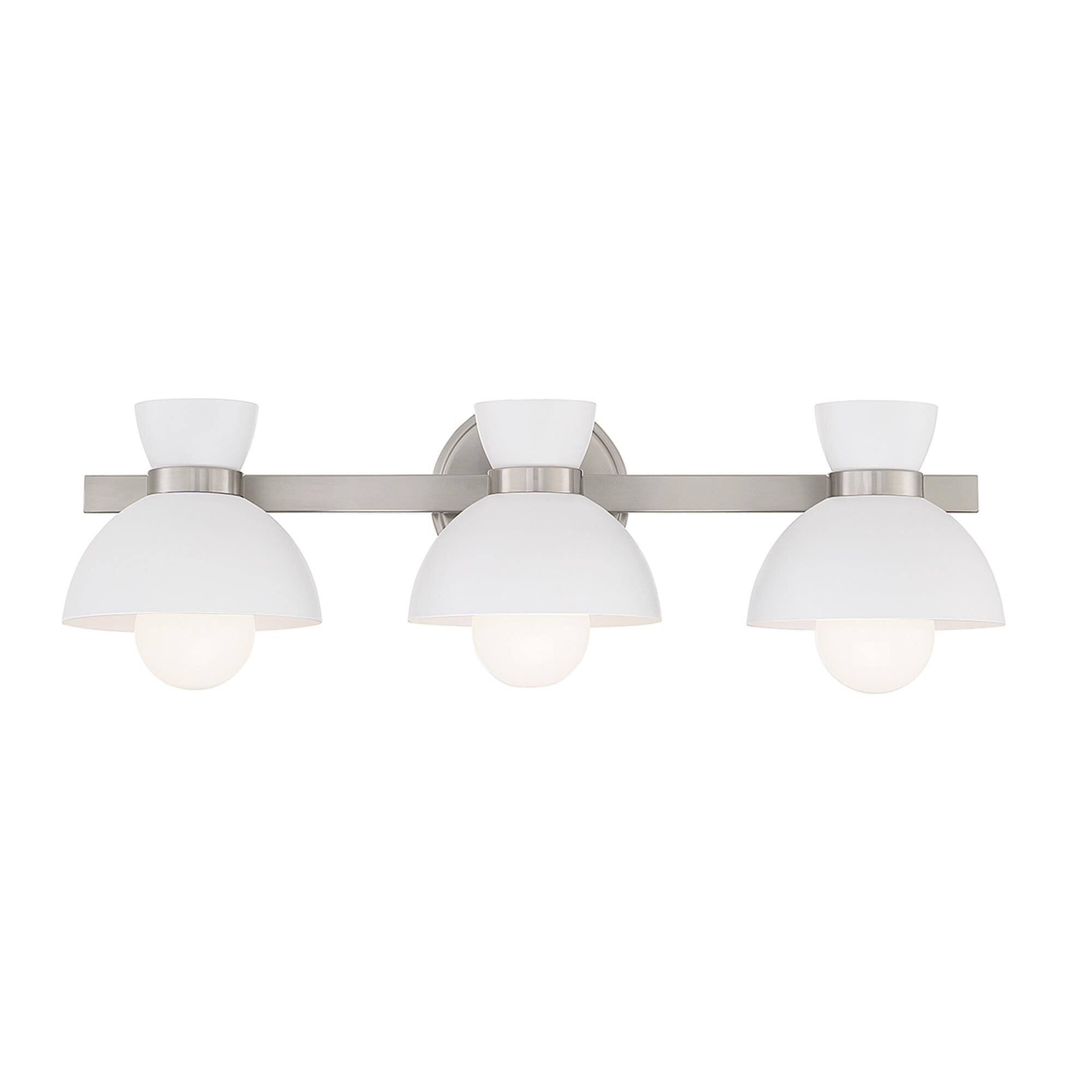 Shown in Brushed Nickel finish and White Metal shade