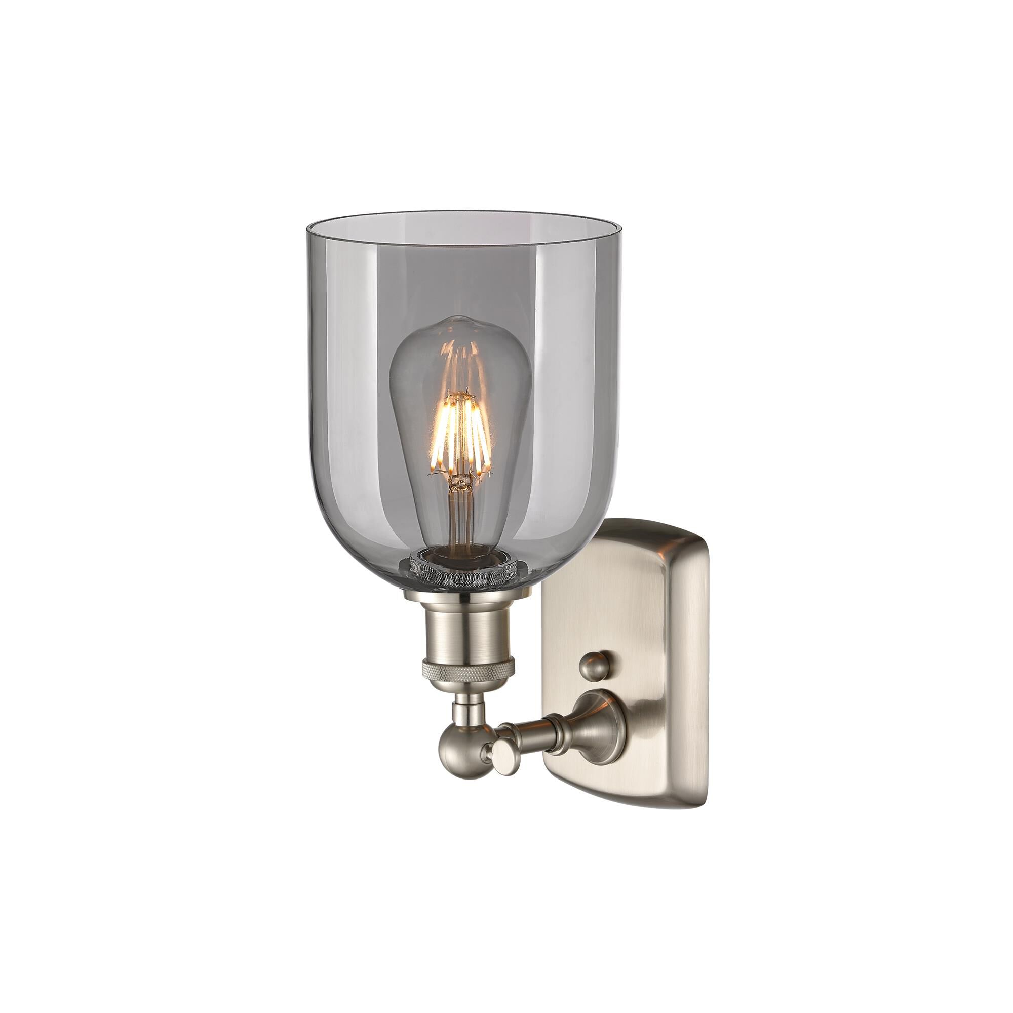 Shown in Brushed Satin Nickel finish and Light Smoke glass