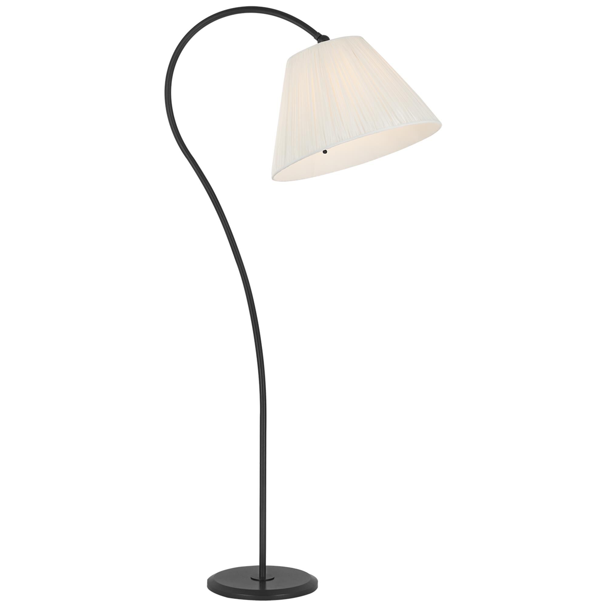 Shown in Aged Iron finish and Silk Pleat shade
