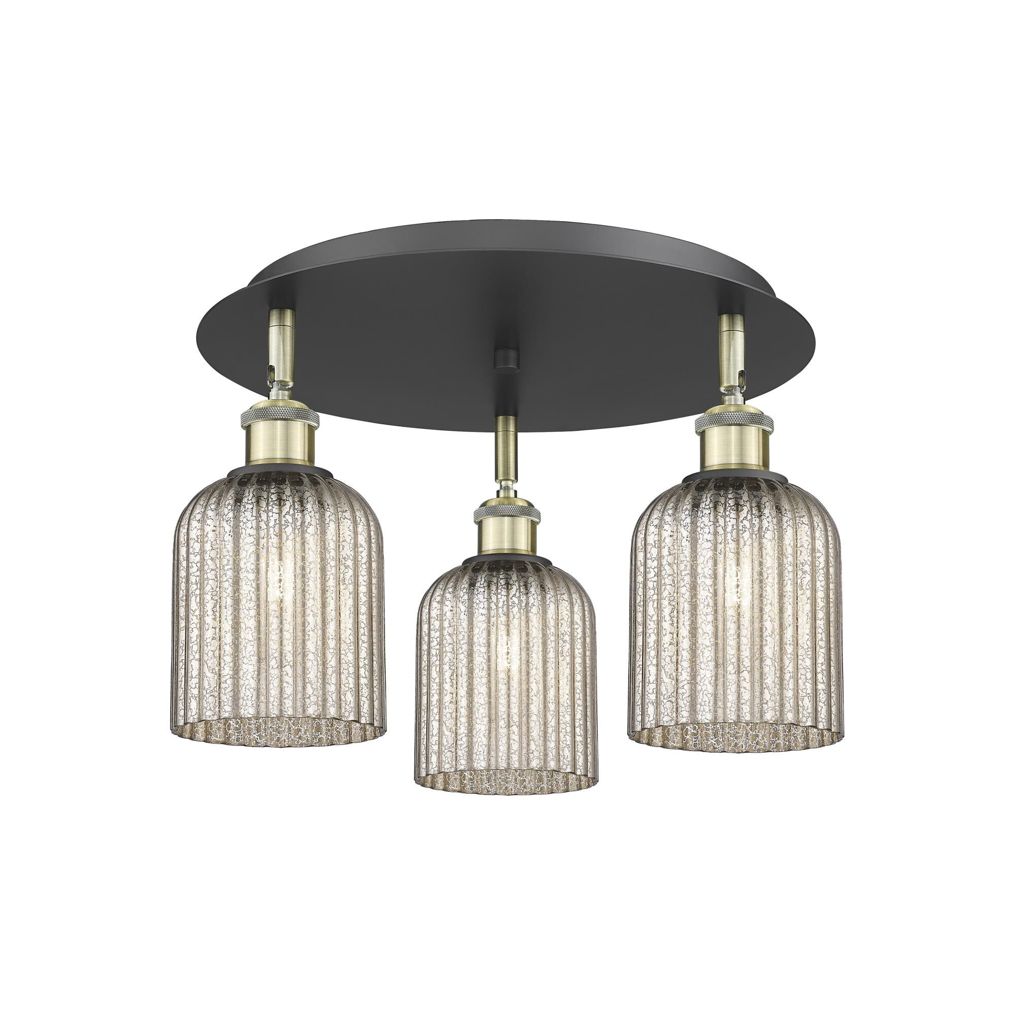 Shown in Black Antique Brass finish and Mercury shade