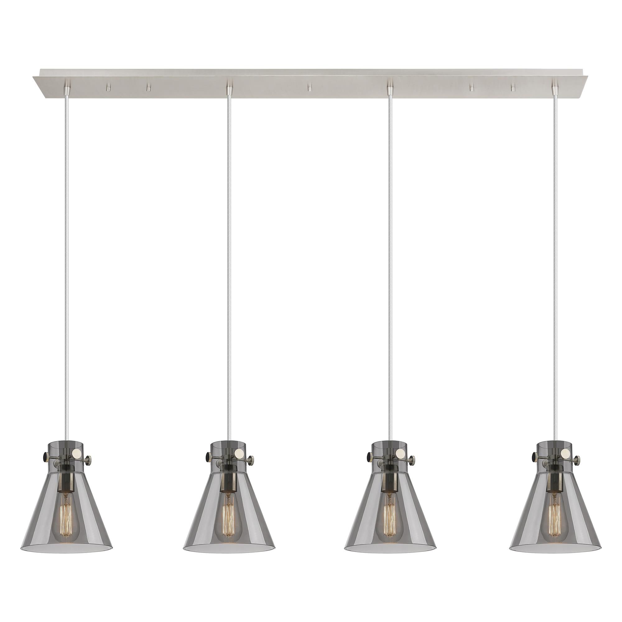 Shown in Polished Nickel finish and Light Smoke glass and Light Smoke Glass shade