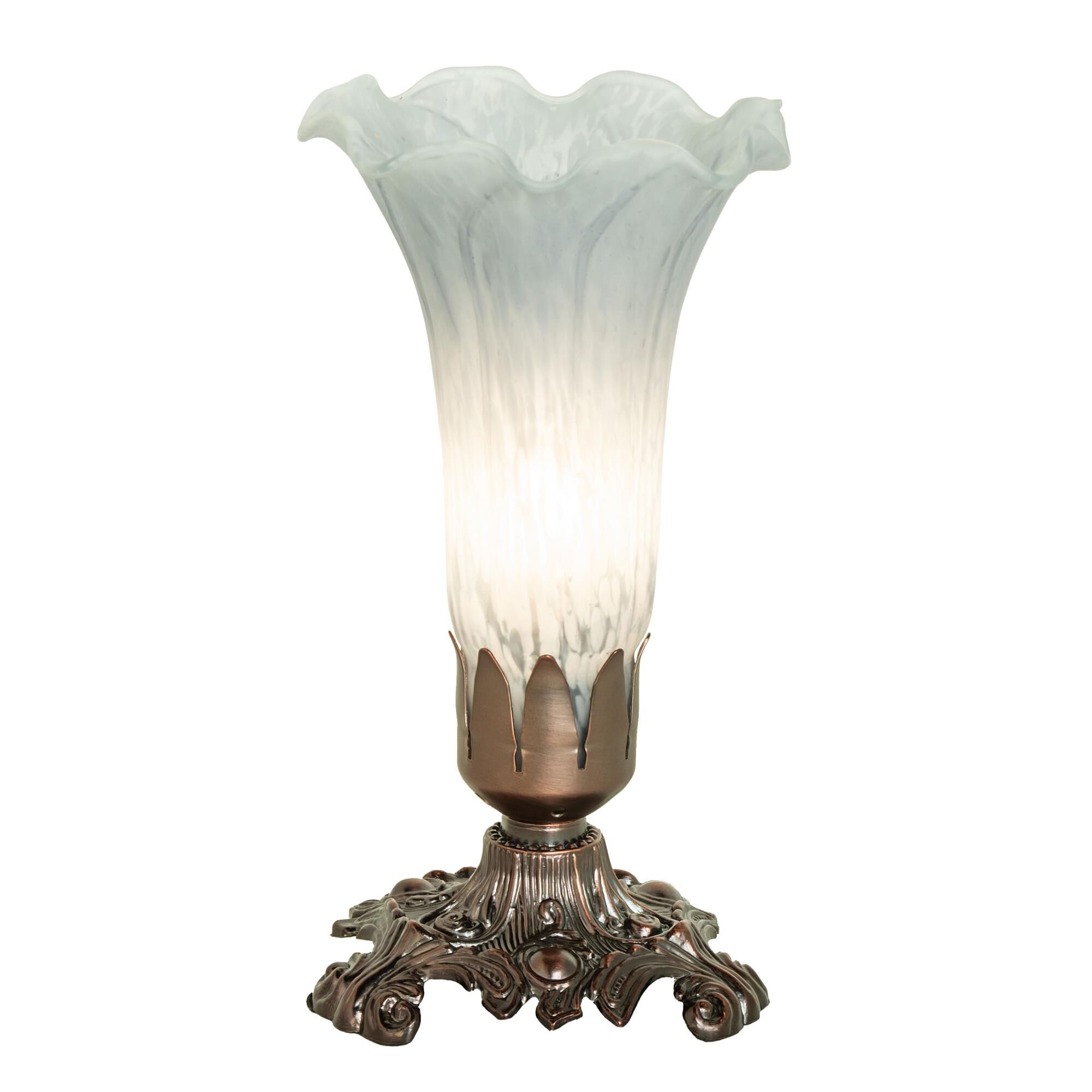 Grey And White Pond Lily 7 Inch Table Lamp by Meyda Lighting
