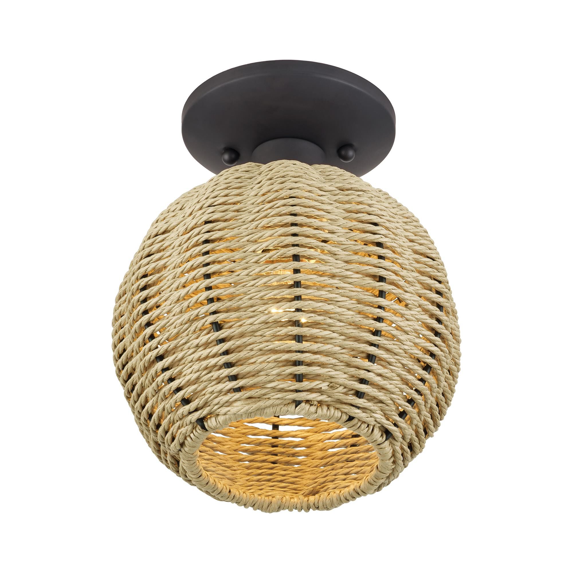 Shown in Bronze finish and Hand-Woven French Beige Paper Rope shade