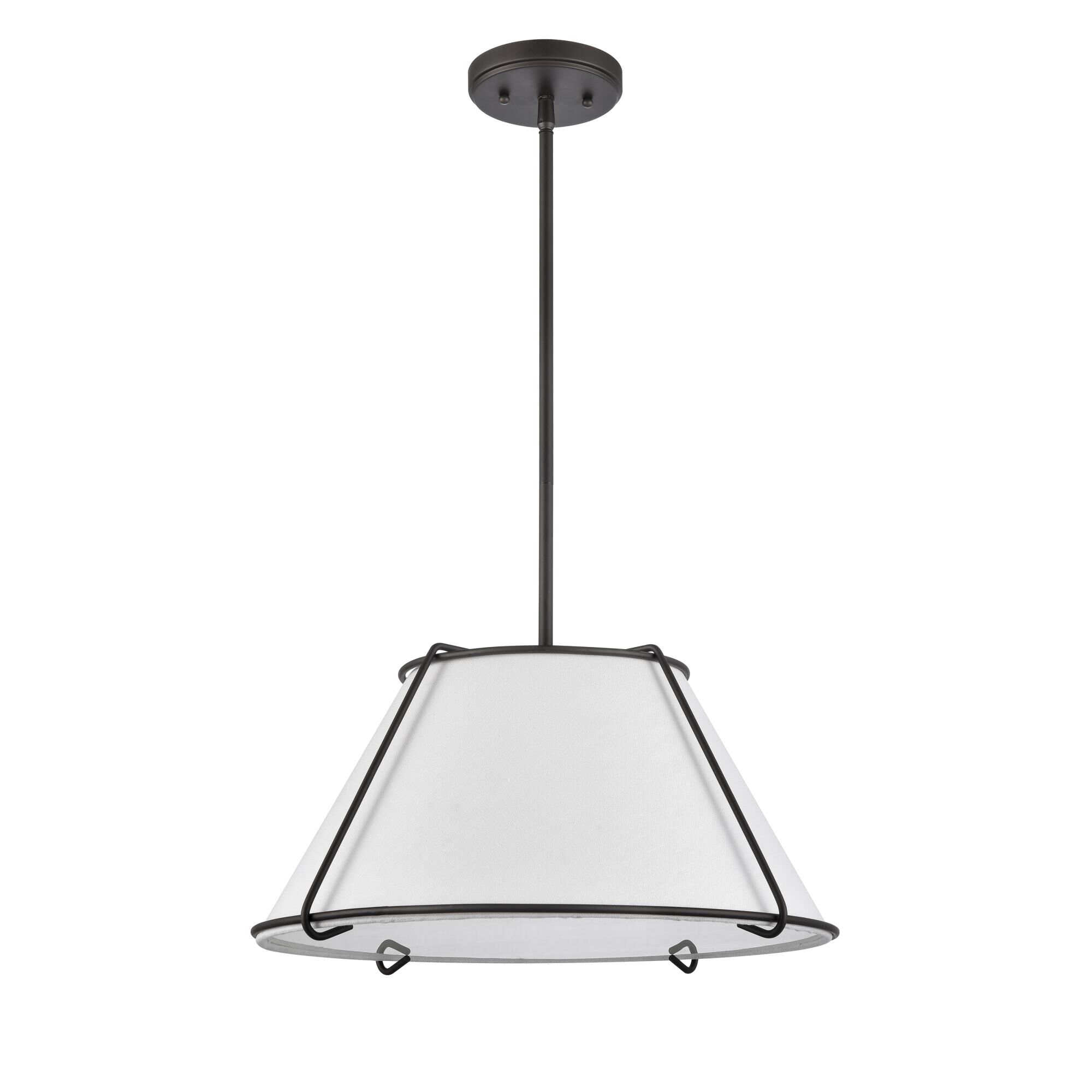 Shown in Black finish and White Linen Fabric shade