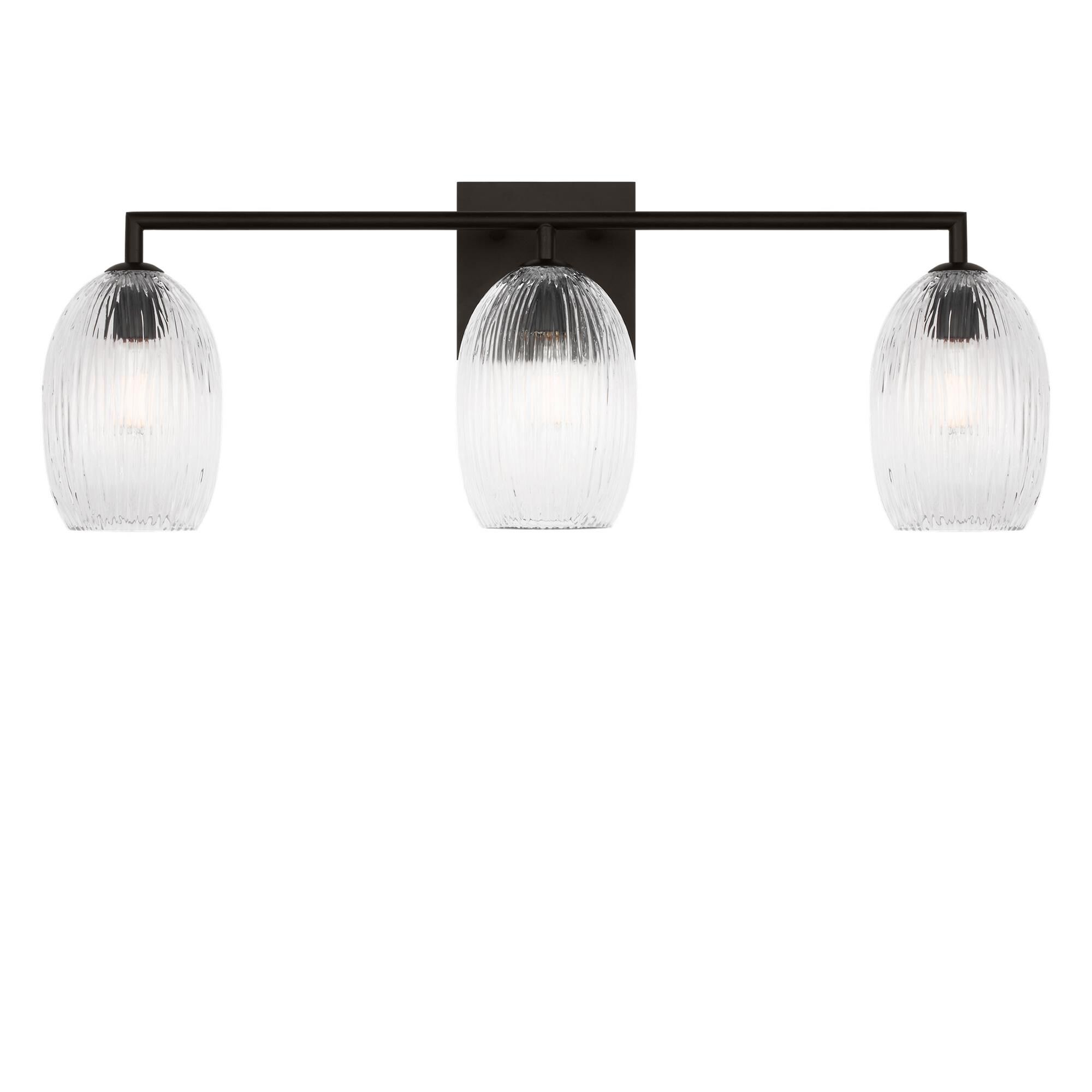 Shown in Aged Iron finish and Striped Clear glass