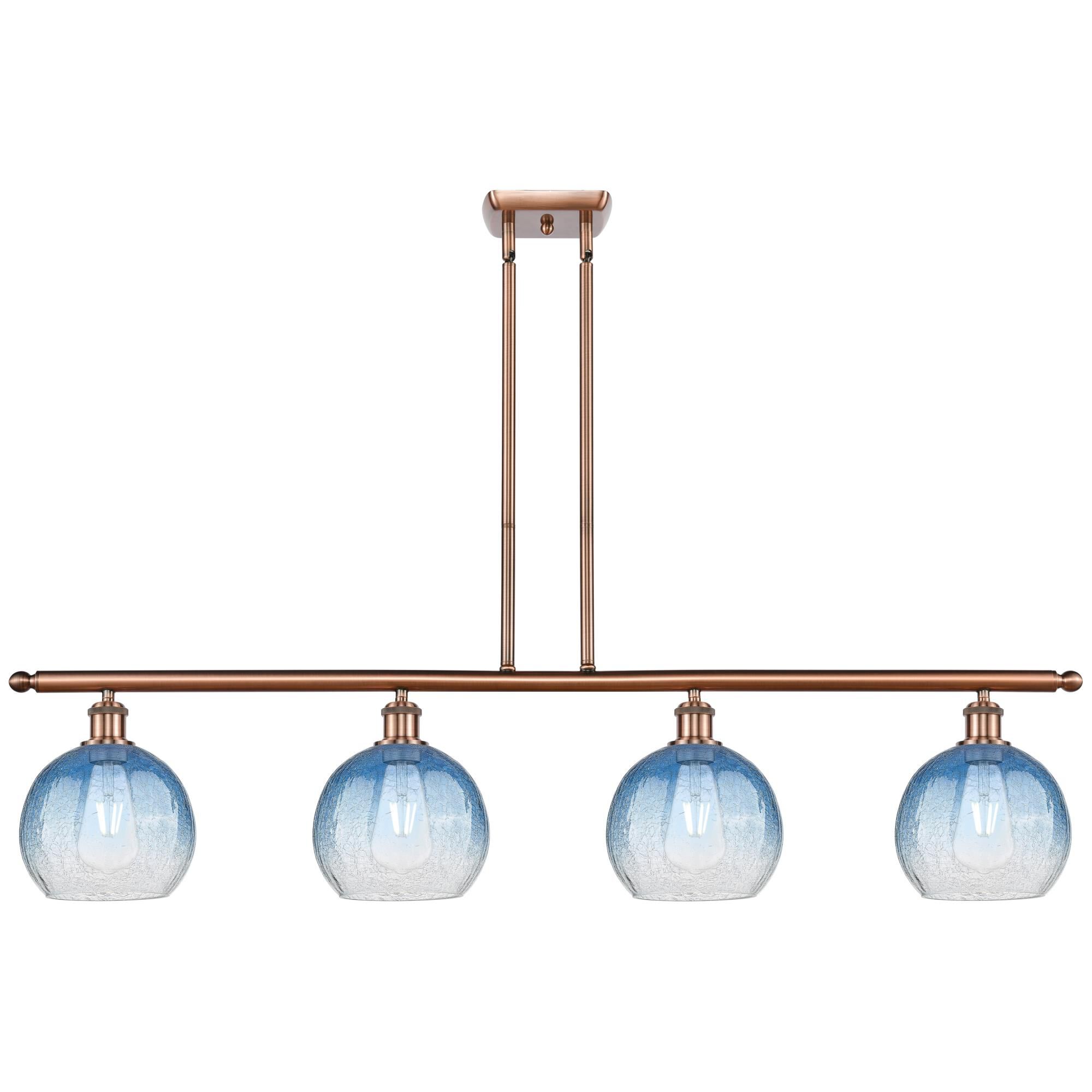 Shown in Antique Copper finish and Sapphire Blue glass