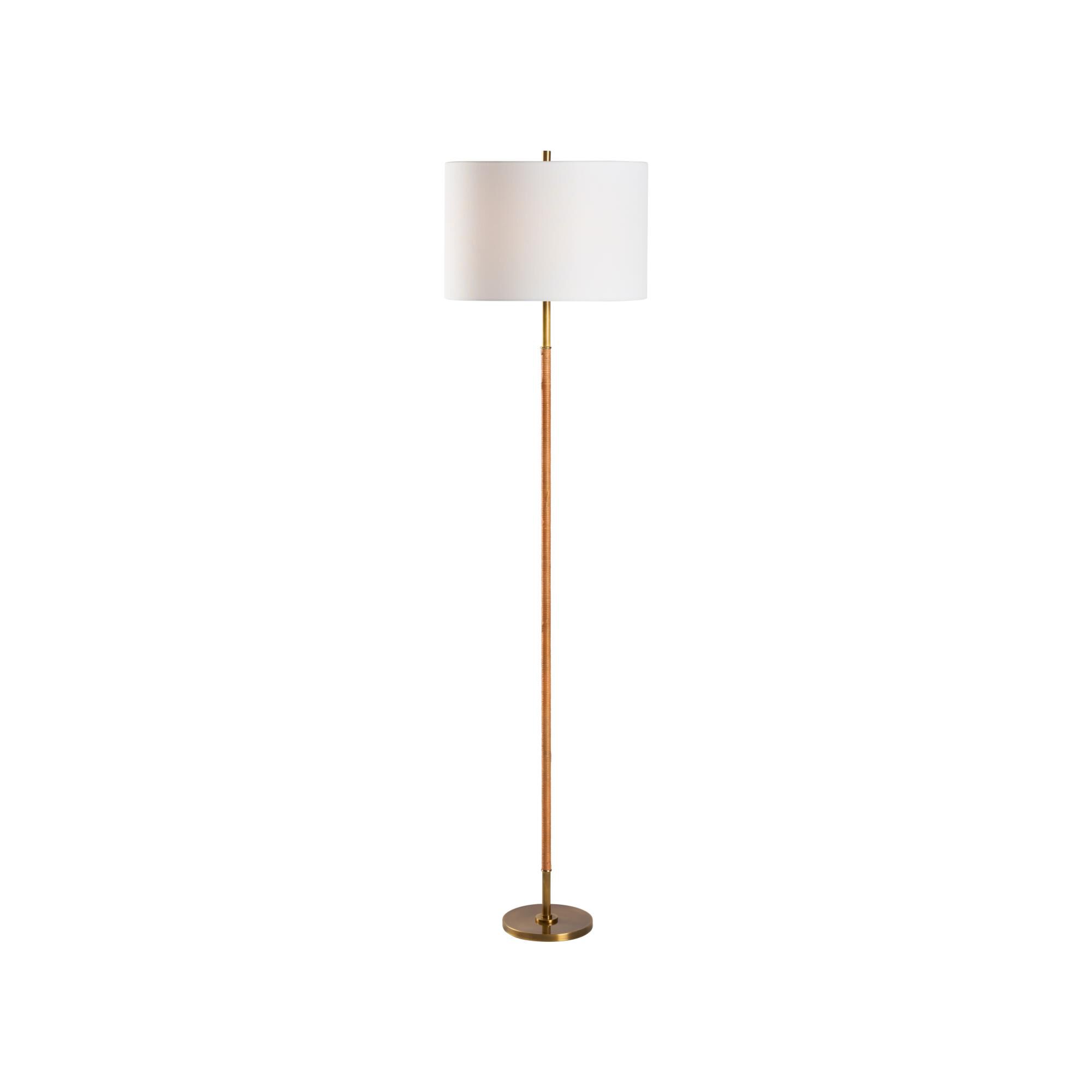 Shown in Brown and Gold finish and Linen shade