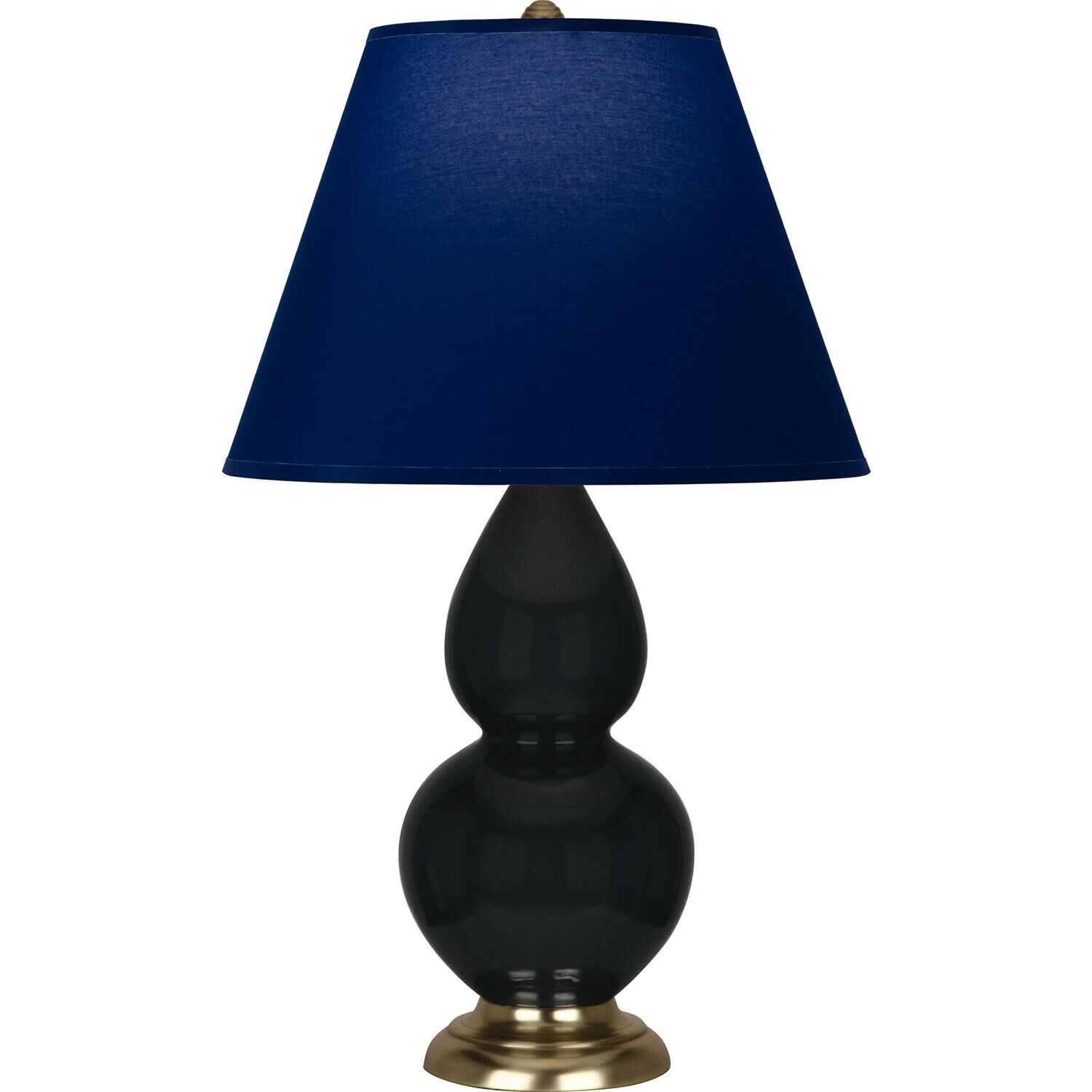 Shown in Obsidian finish and Navy and Gray shade and Antique Natural Brass accent