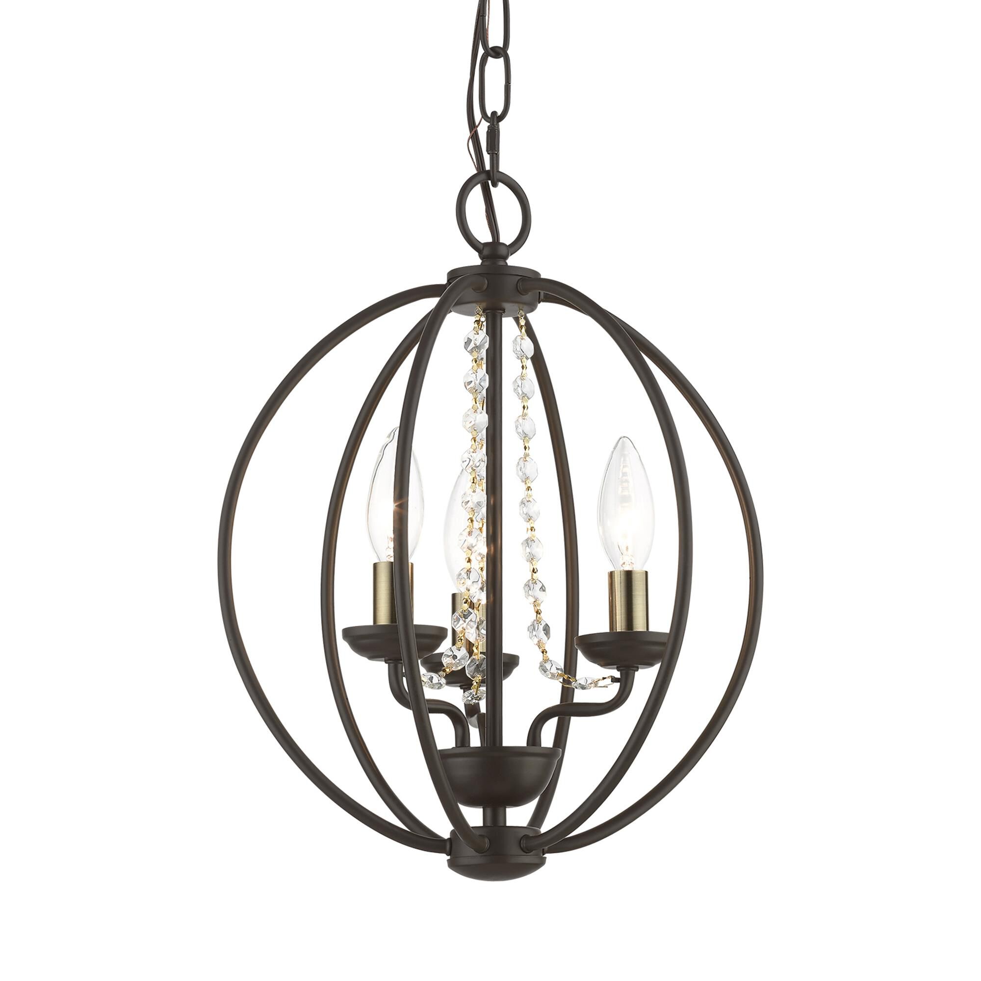 Shown in Bronze with Antique Brass Finish Candles finish and Clear Crystals shade