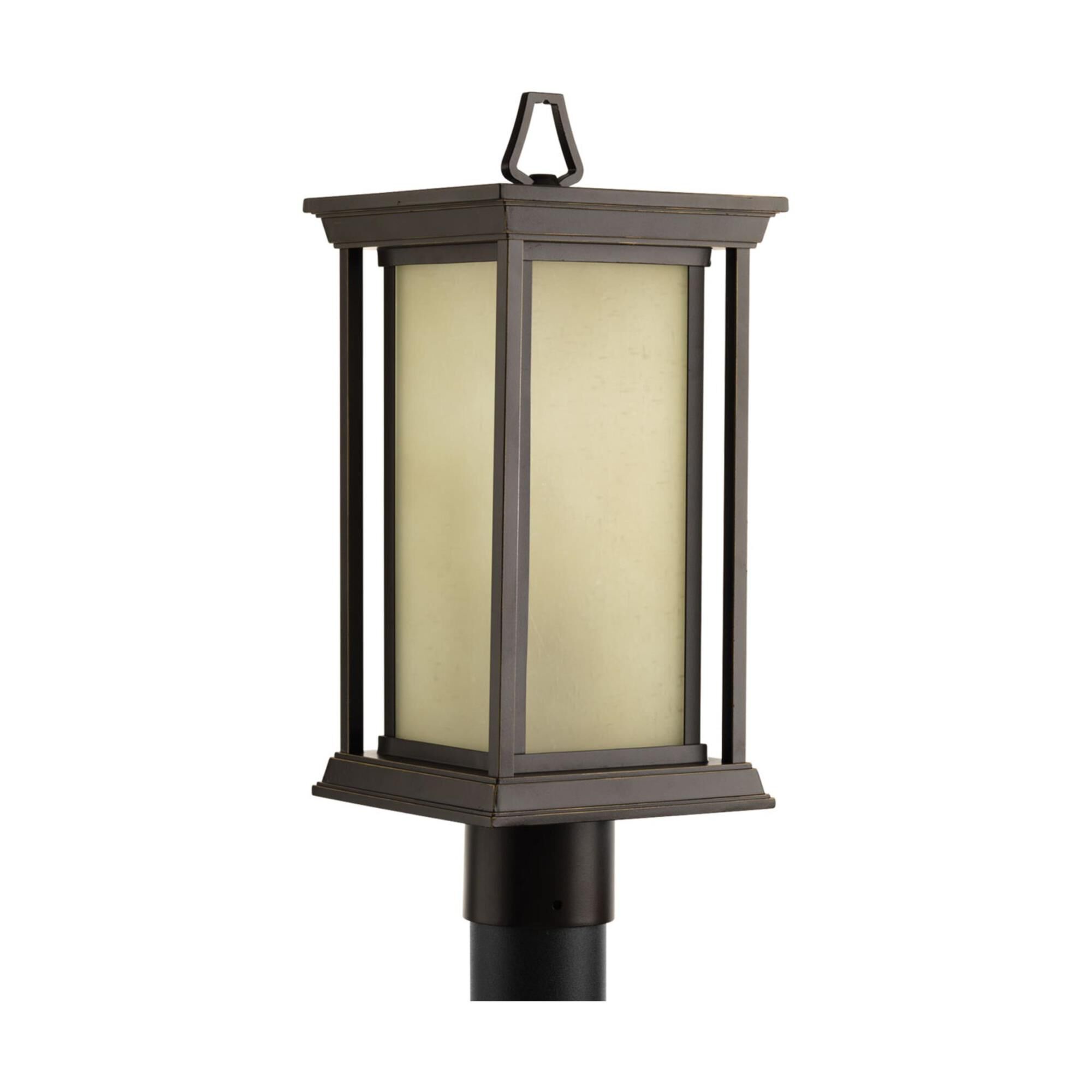 Shown in Antique Bronze finish and Etched Umber shade