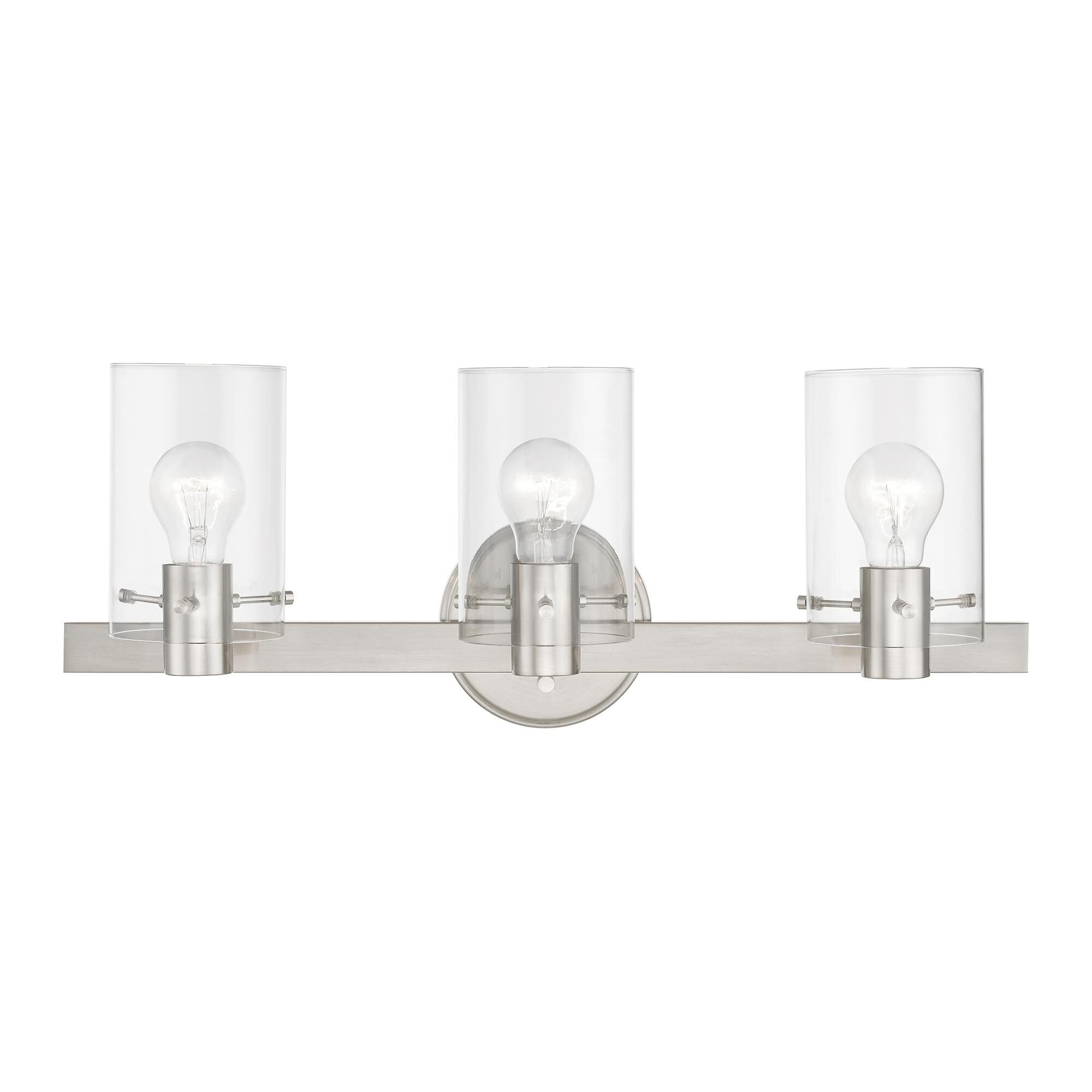 Shown in Brushed Nickel finish and Clear glass
