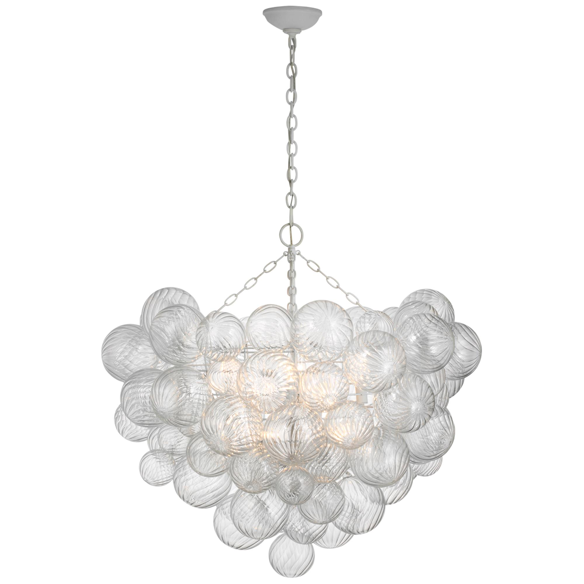 Shown in Plaster White finish and Clear Swirled glass