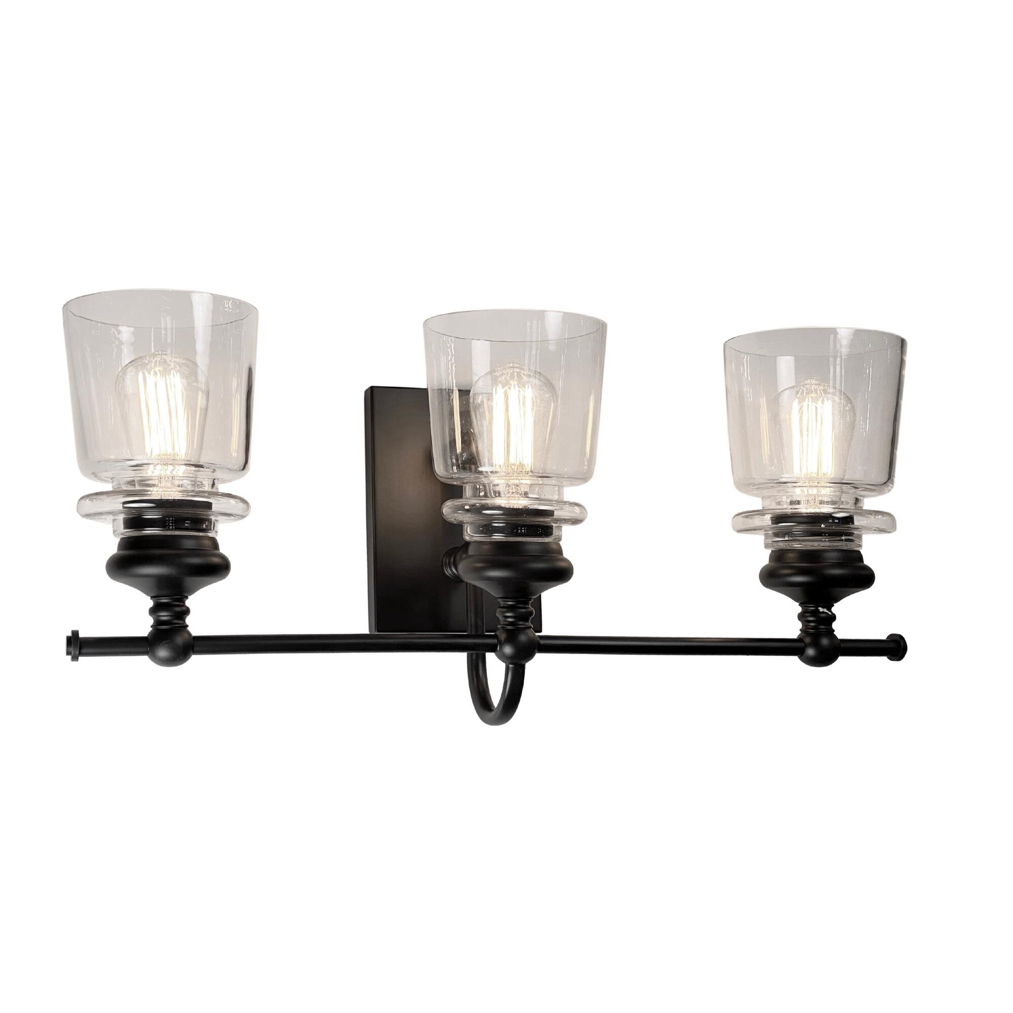 Shown in Black & Brass finish and Glass shade
