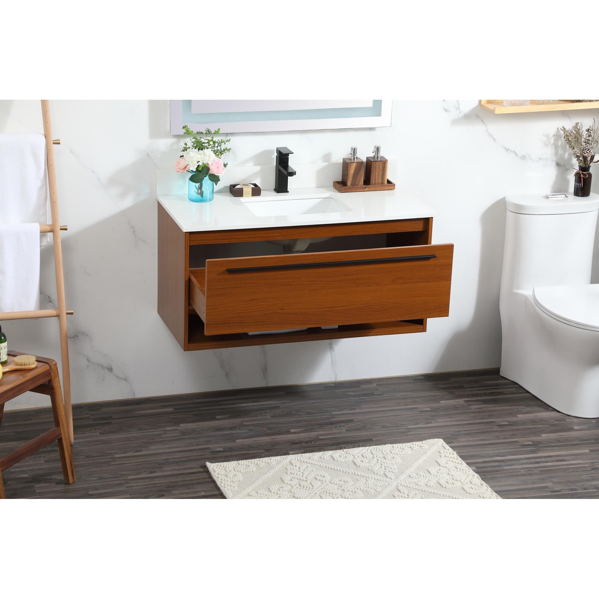 Shown in Teak finish