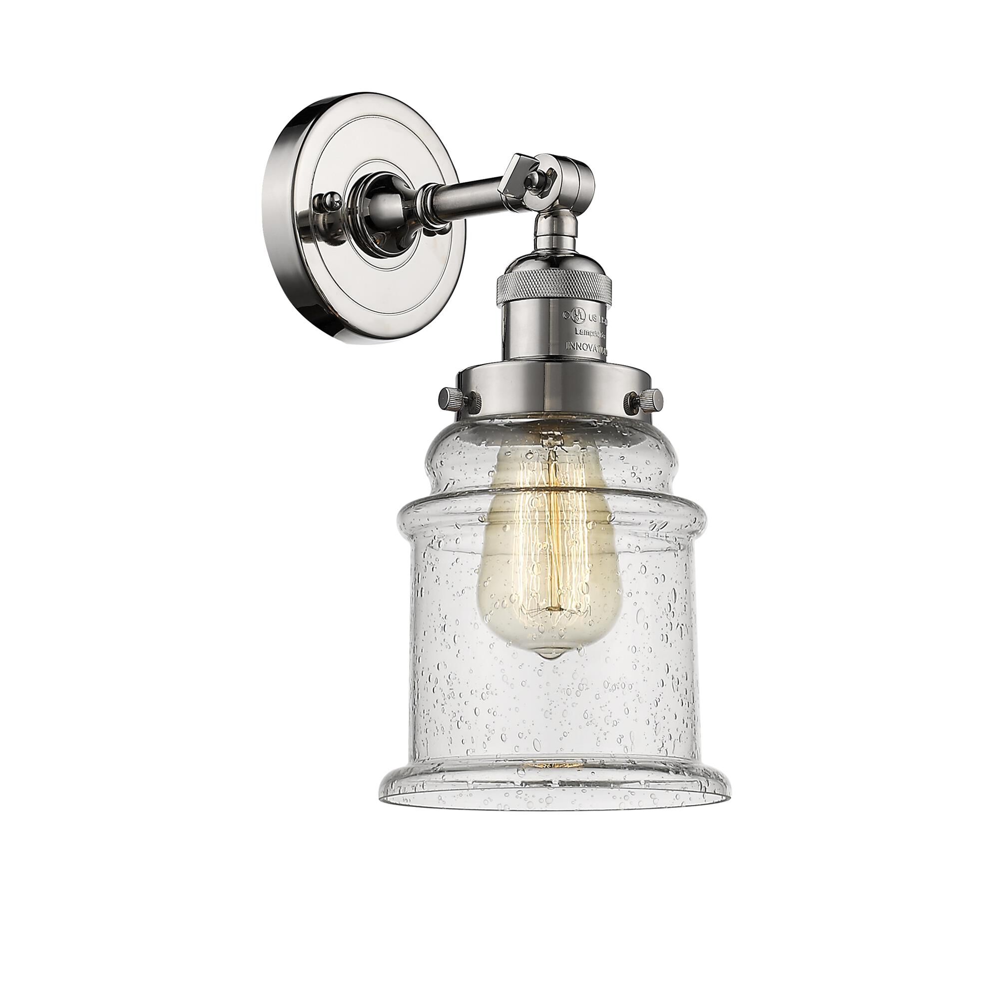 Shown in Polished Nickel finish and Seedy glass