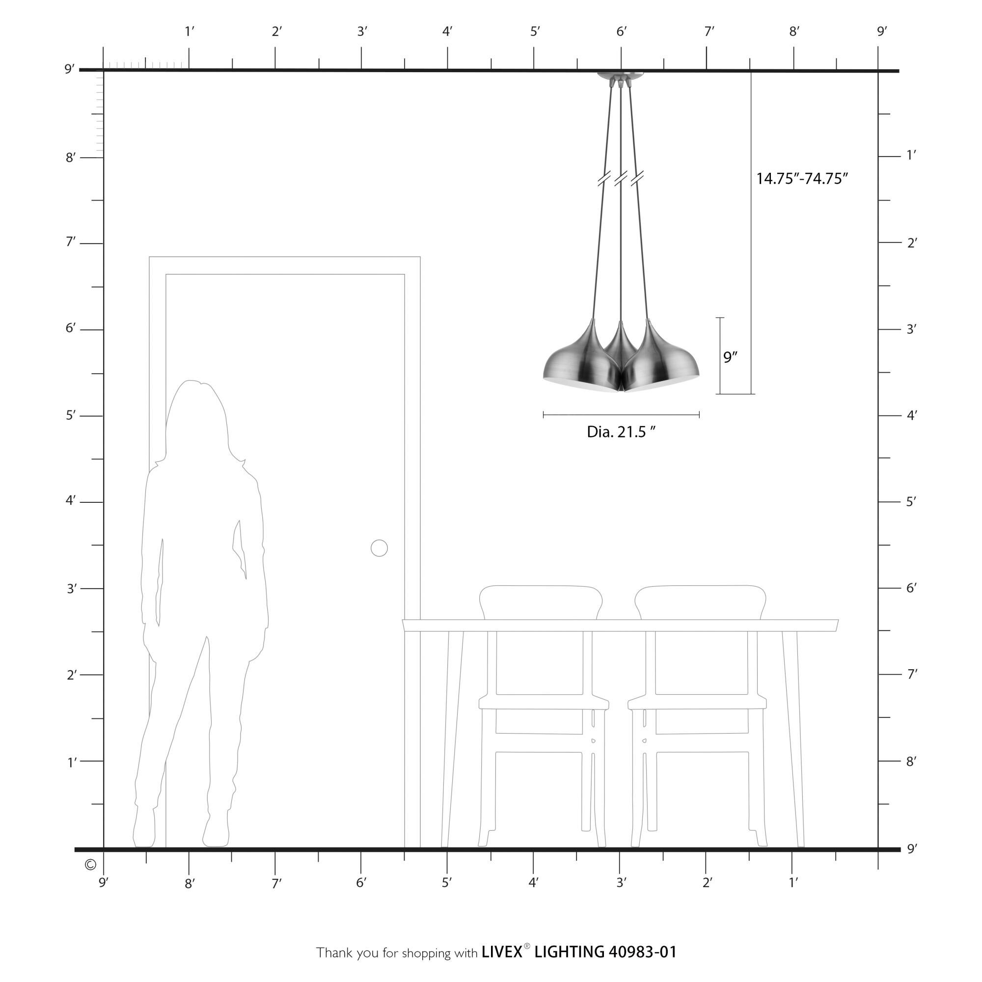 Amador 3 Light Multi Light Pendant by Livex Lighting