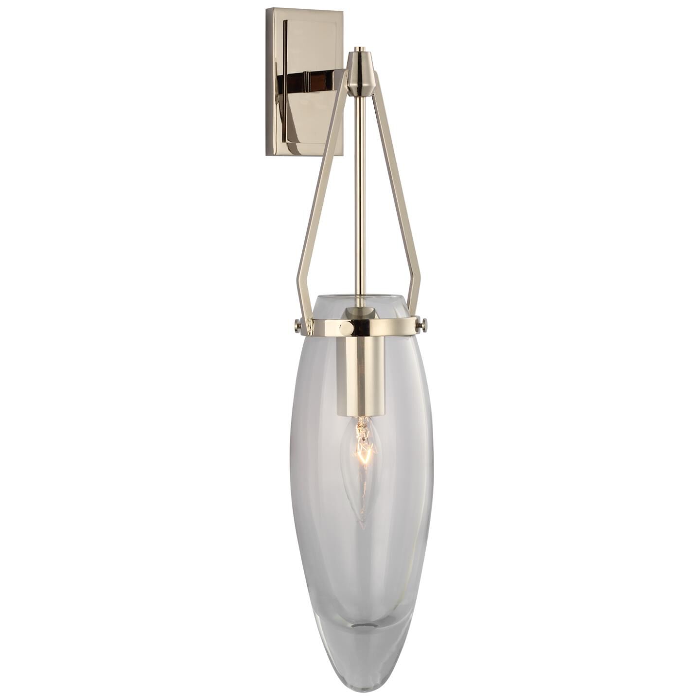 Shown in Polished Nickel finish and Clear Glass shade
