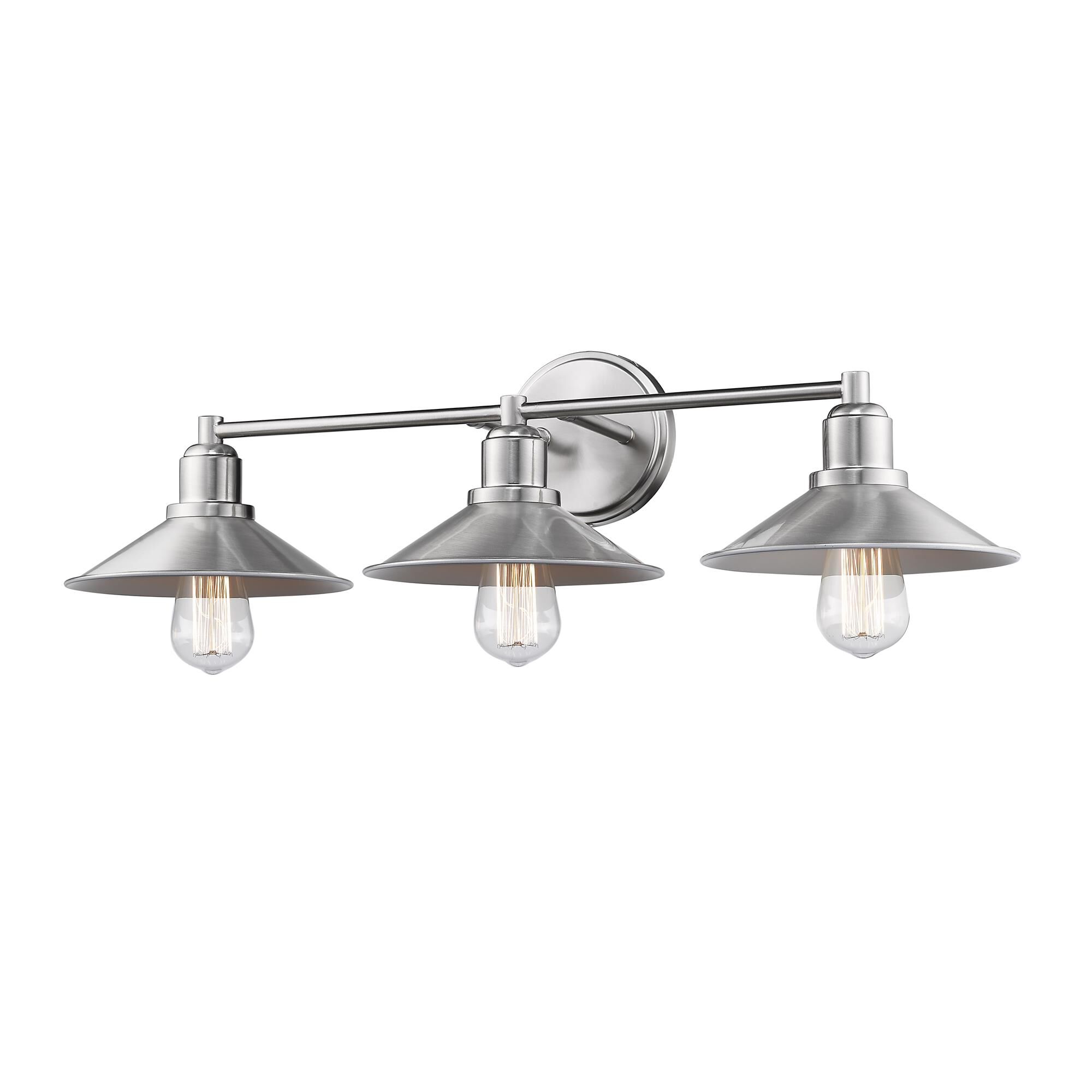 Shown in Brushed Nickel finish and Steel glass and Steel shade