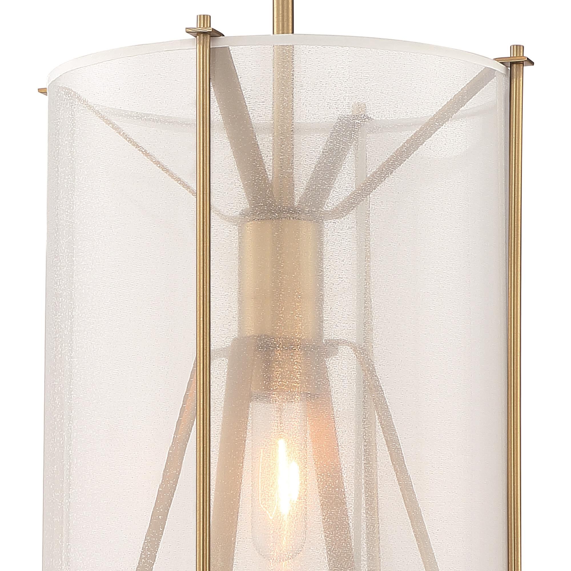 Shown in Old Satin Brass finish and Organza Fabric shade