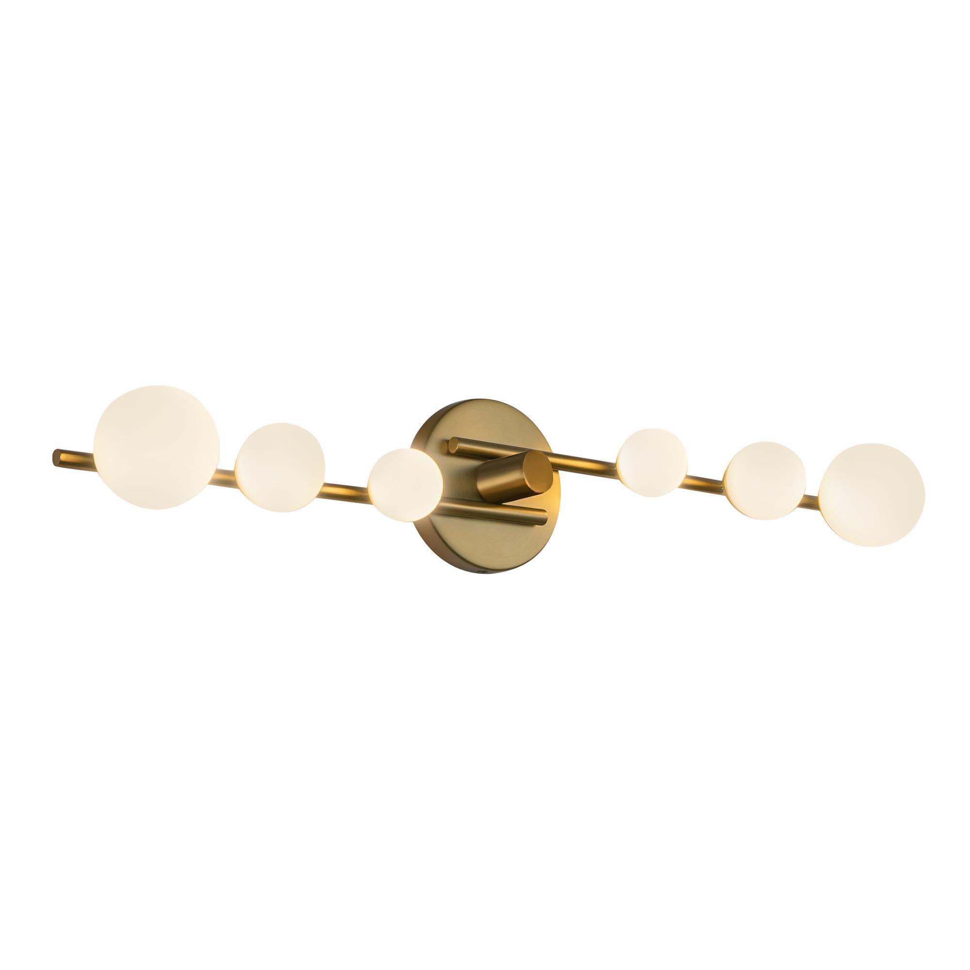 Shown in Brushed Gold/Opal Glass finish and Opal glass and Opal Glass shade