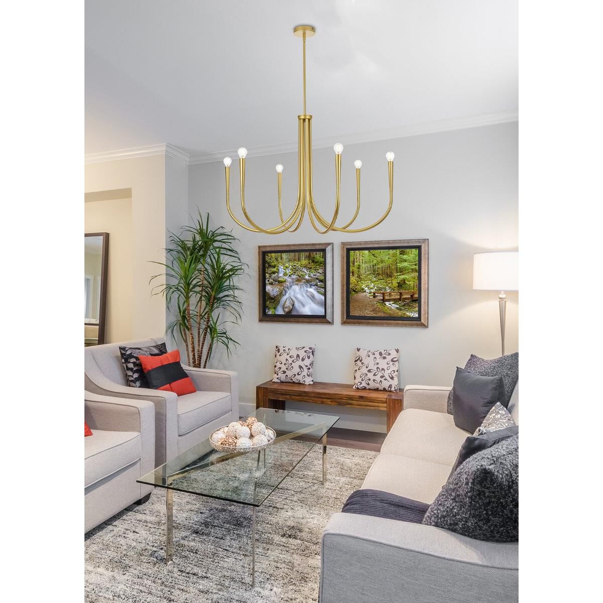 Layne 36 Inch 6 Light Chandelier by Elegant Lighting