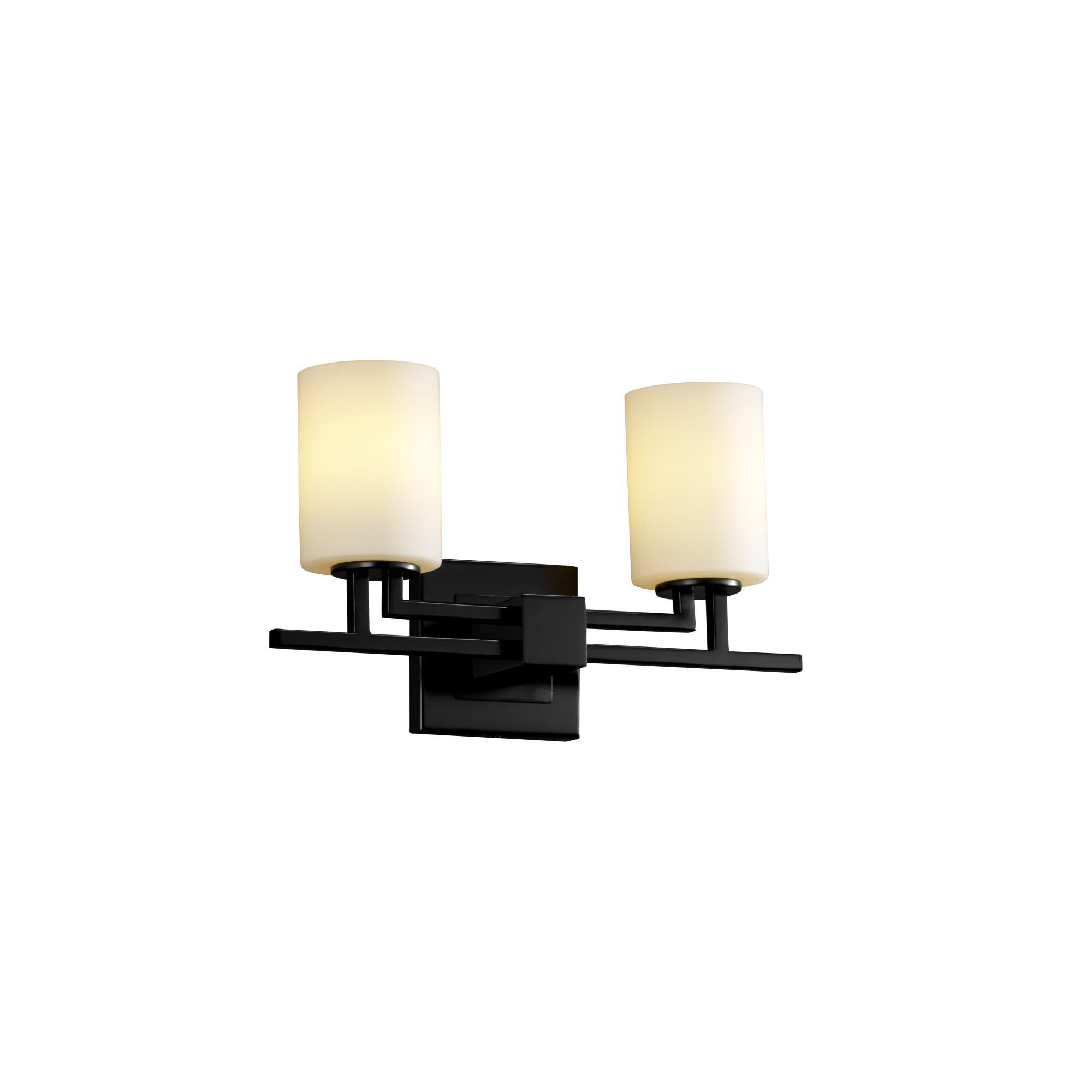 Shown in Matte Black finish and Artisan glass and Opal shade and Cylinder with Flat Rim accent