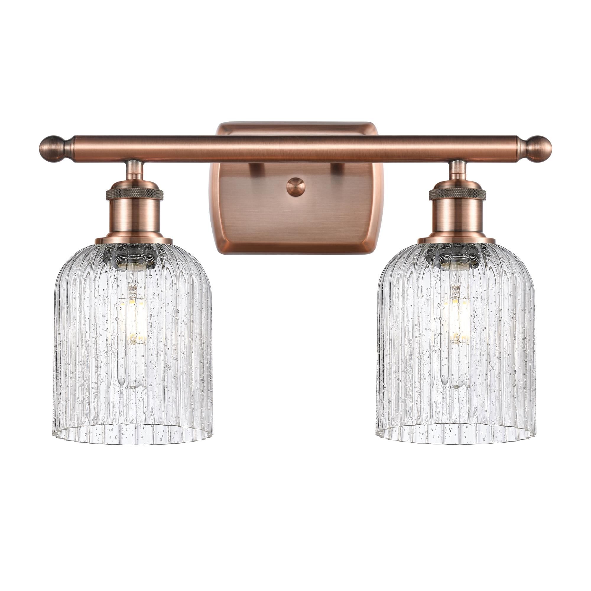 Shown in Antique Copper finish and Seedy shade