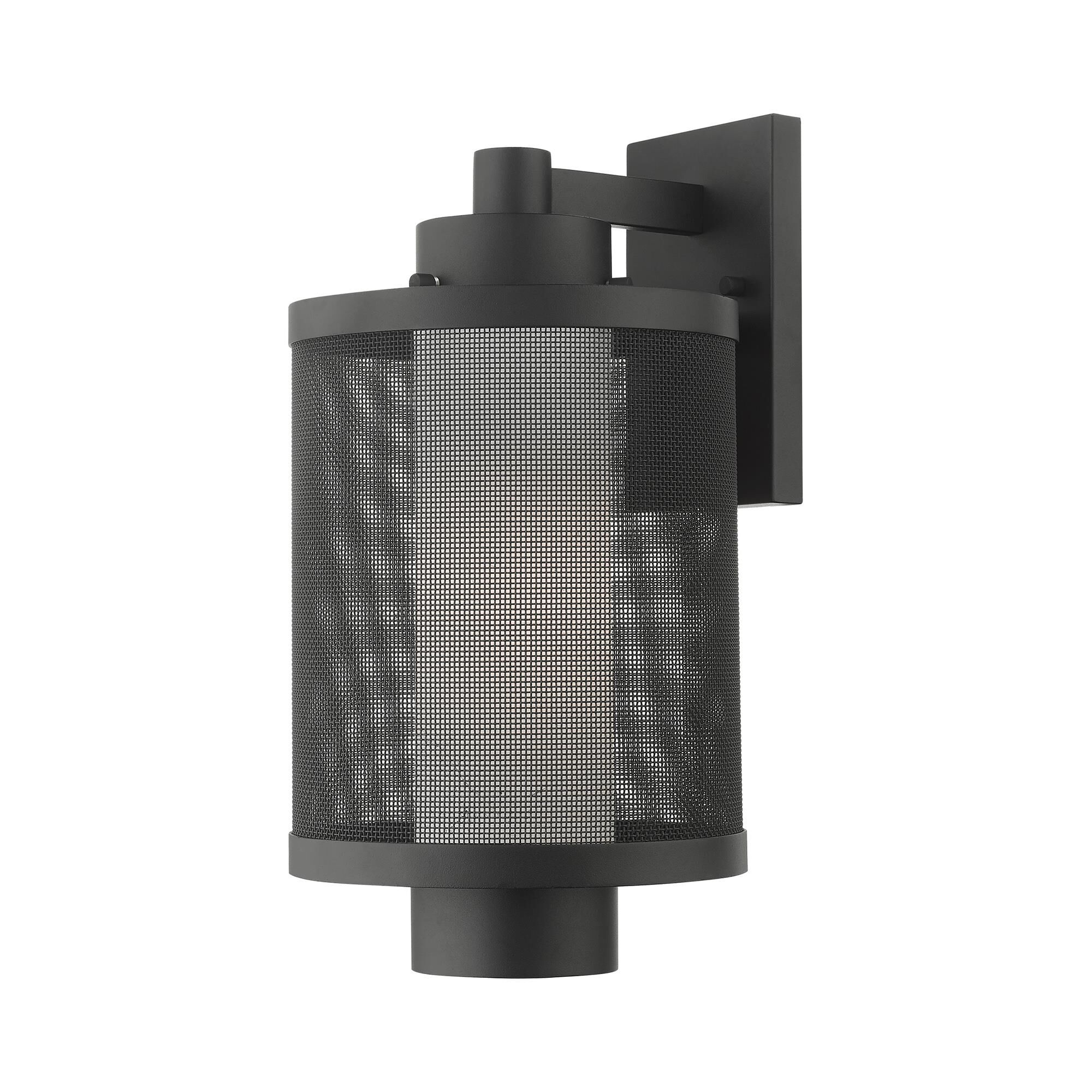 Shown in Textured Black finish and Textured Black Stainless Steel Mesh With Satin Opal White glass and Textured Black Stainless Steel Mesh With Satin Opal White Glass shade