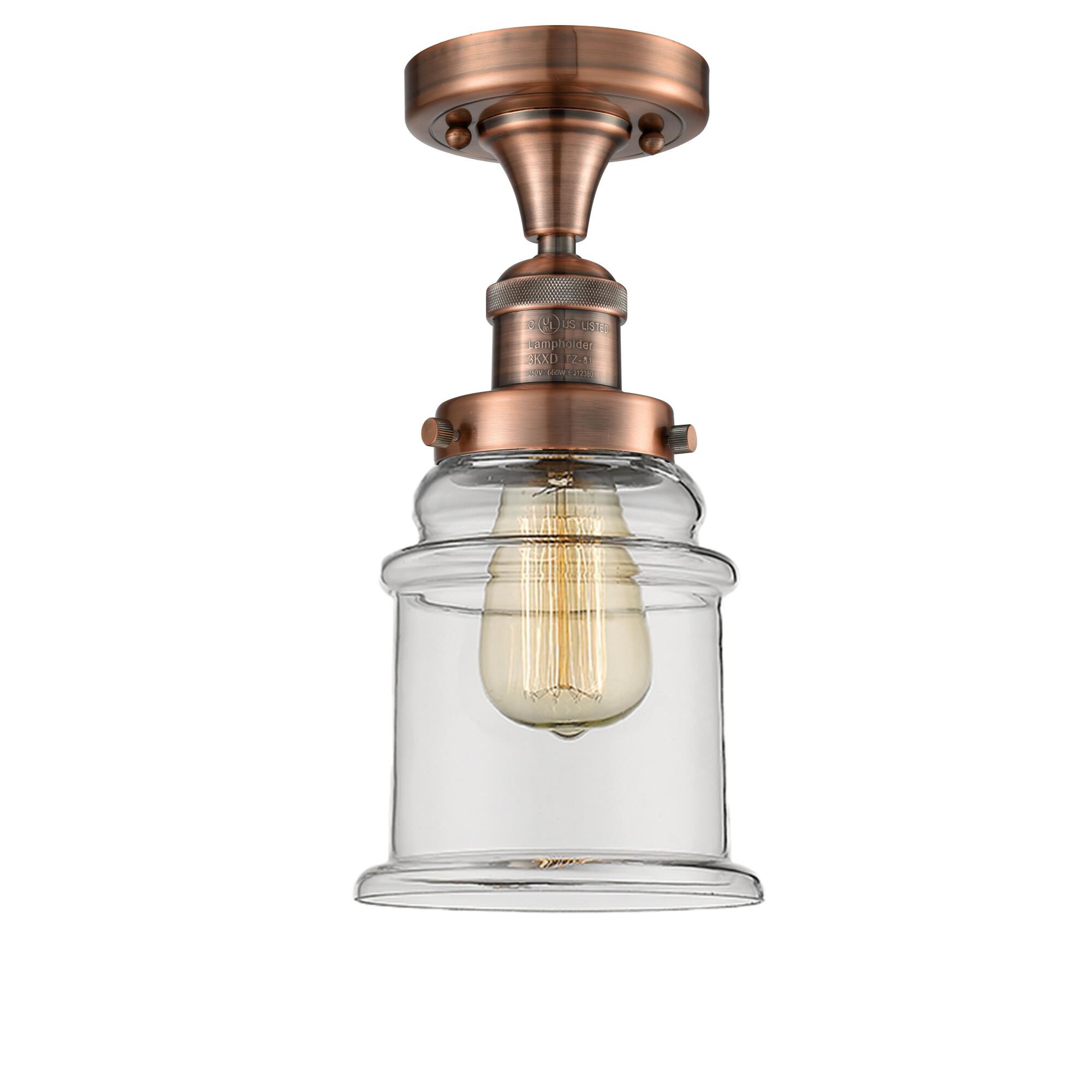 Shown in Antique Copper finish and Clear glass