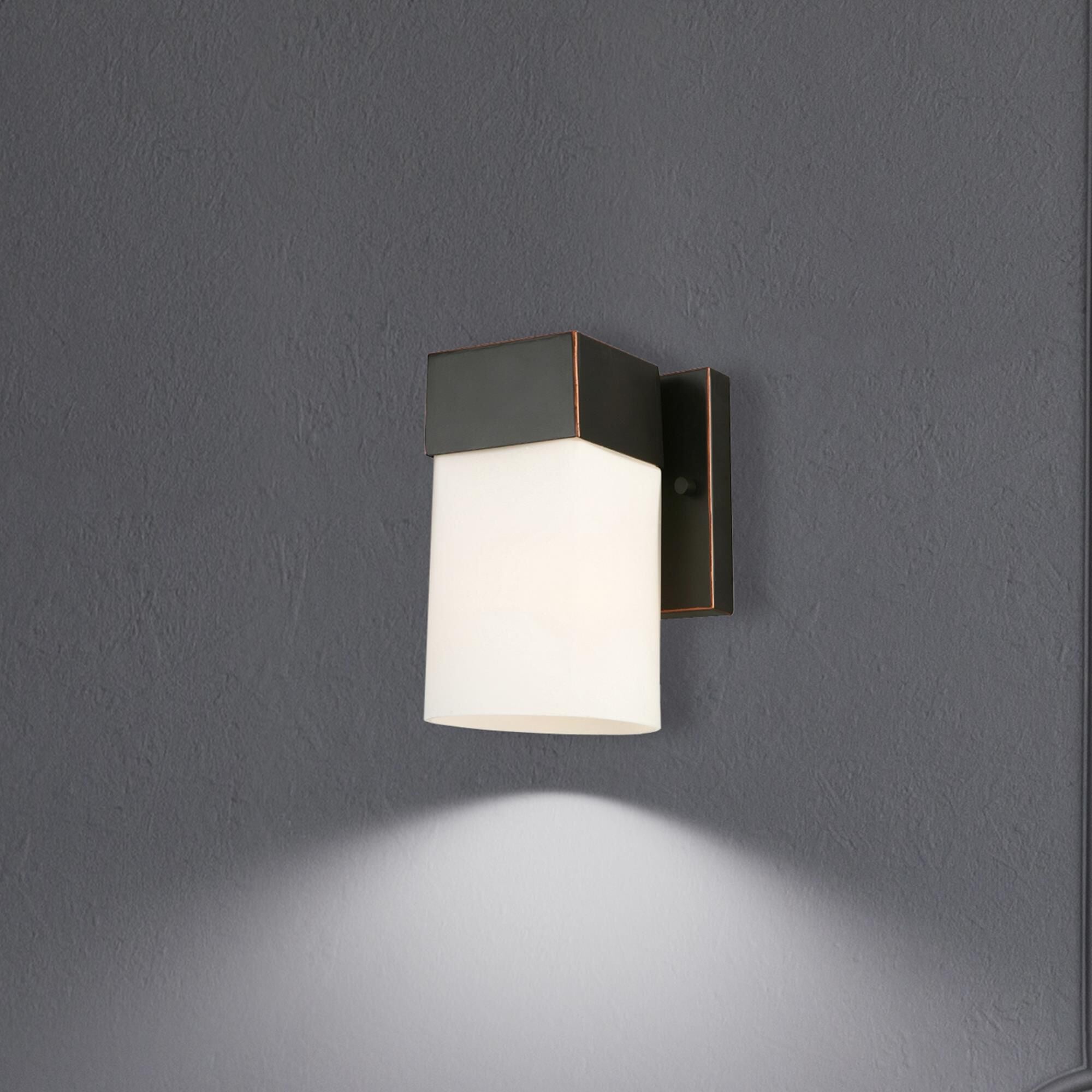 Shown in Oil Rubbed Bronze finish and Frosted glass and Square/Rectangle shade and Square - Rectangle accent