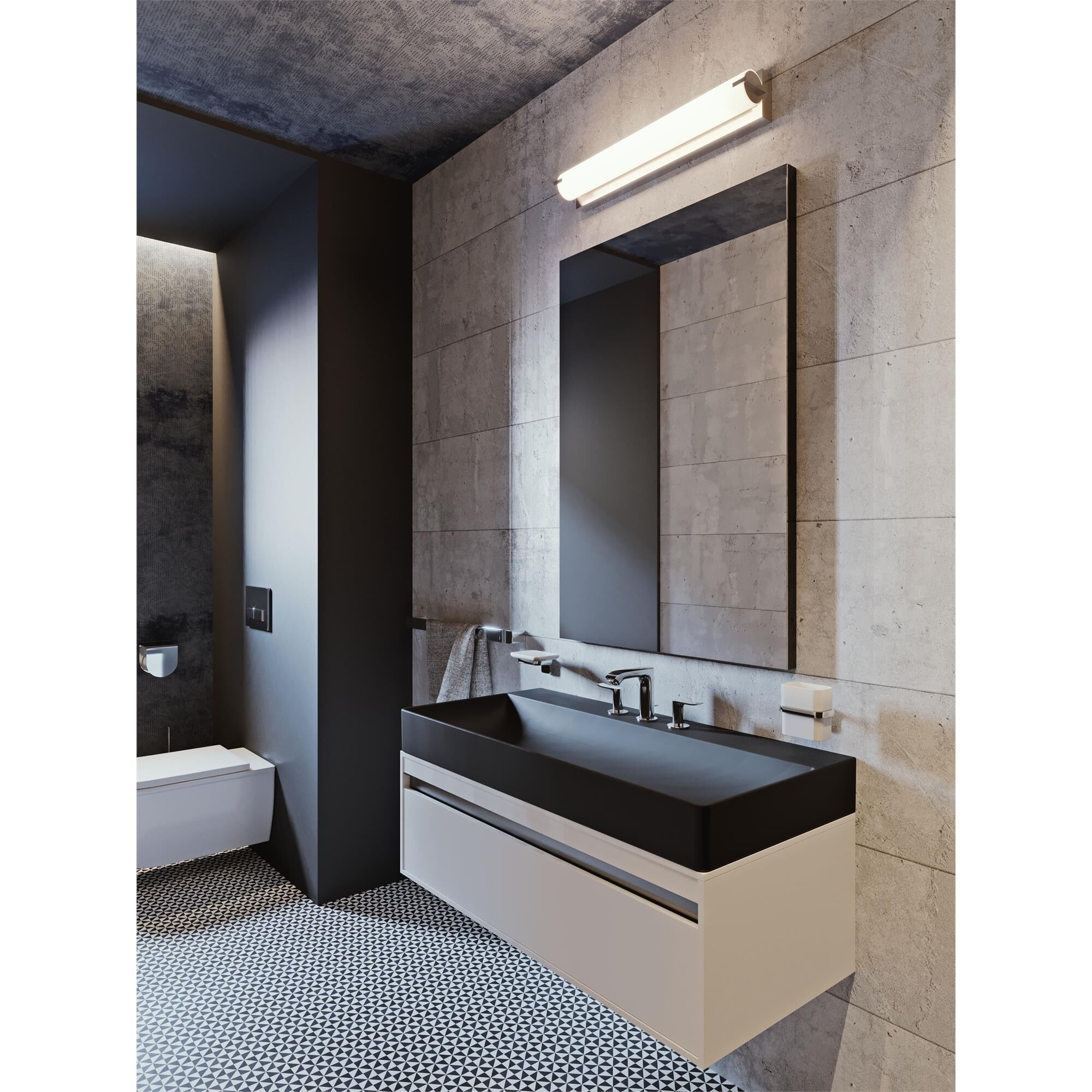Shown in Satin Nickel finish and White glass