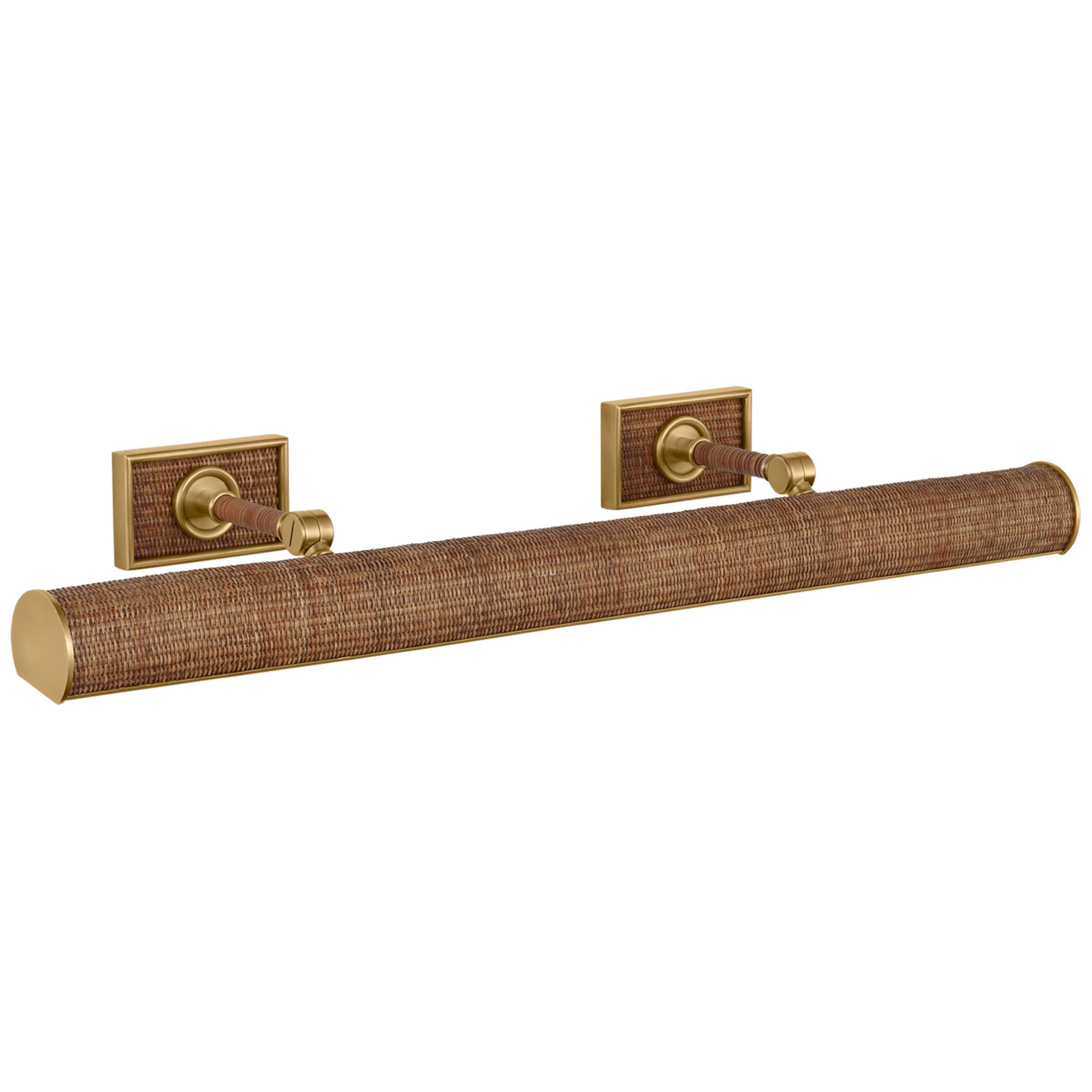 Shown in Antique-Burnished Brass and Natural Woven Rattan finish