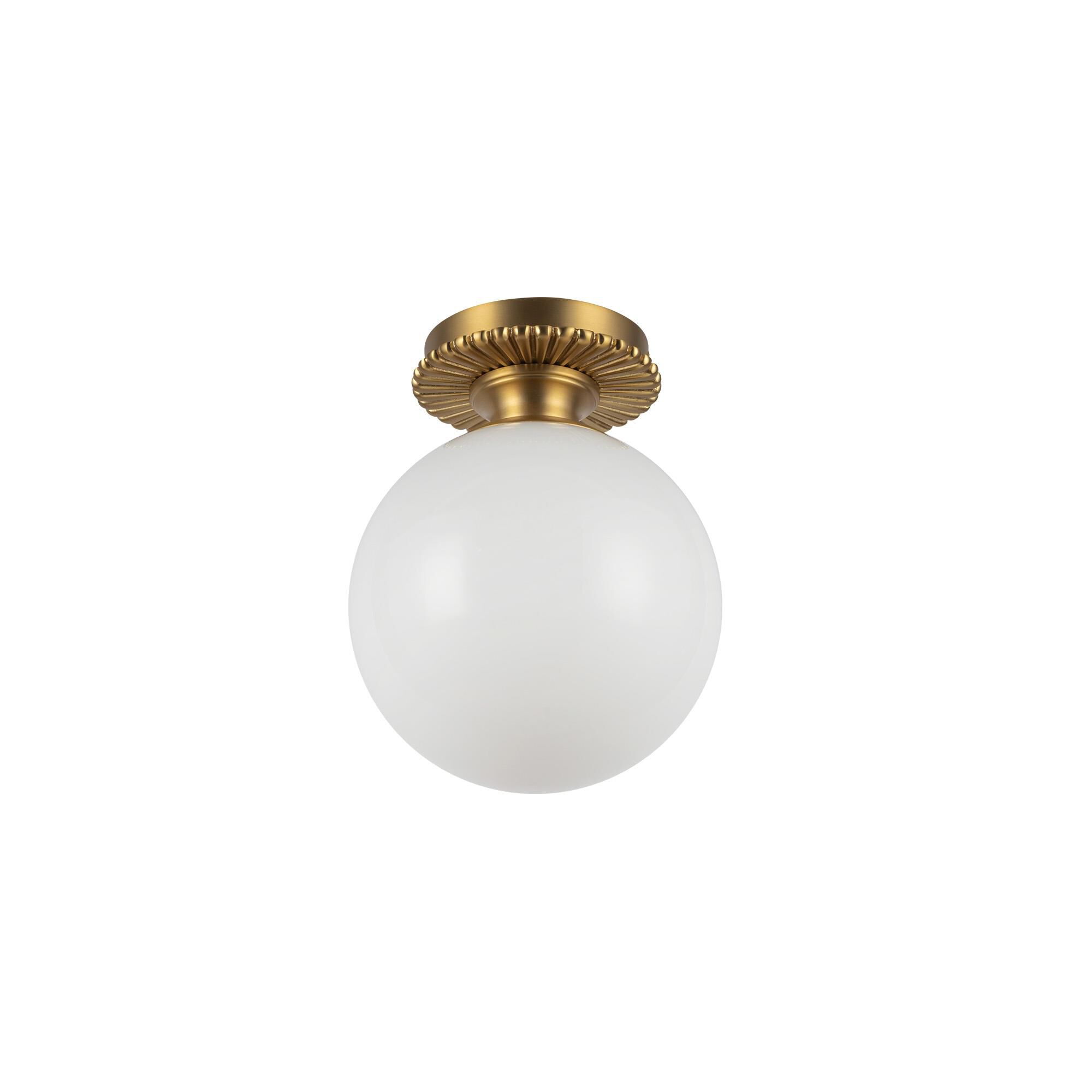 Shown in Brushed Gold finish and Glossy Opal glass