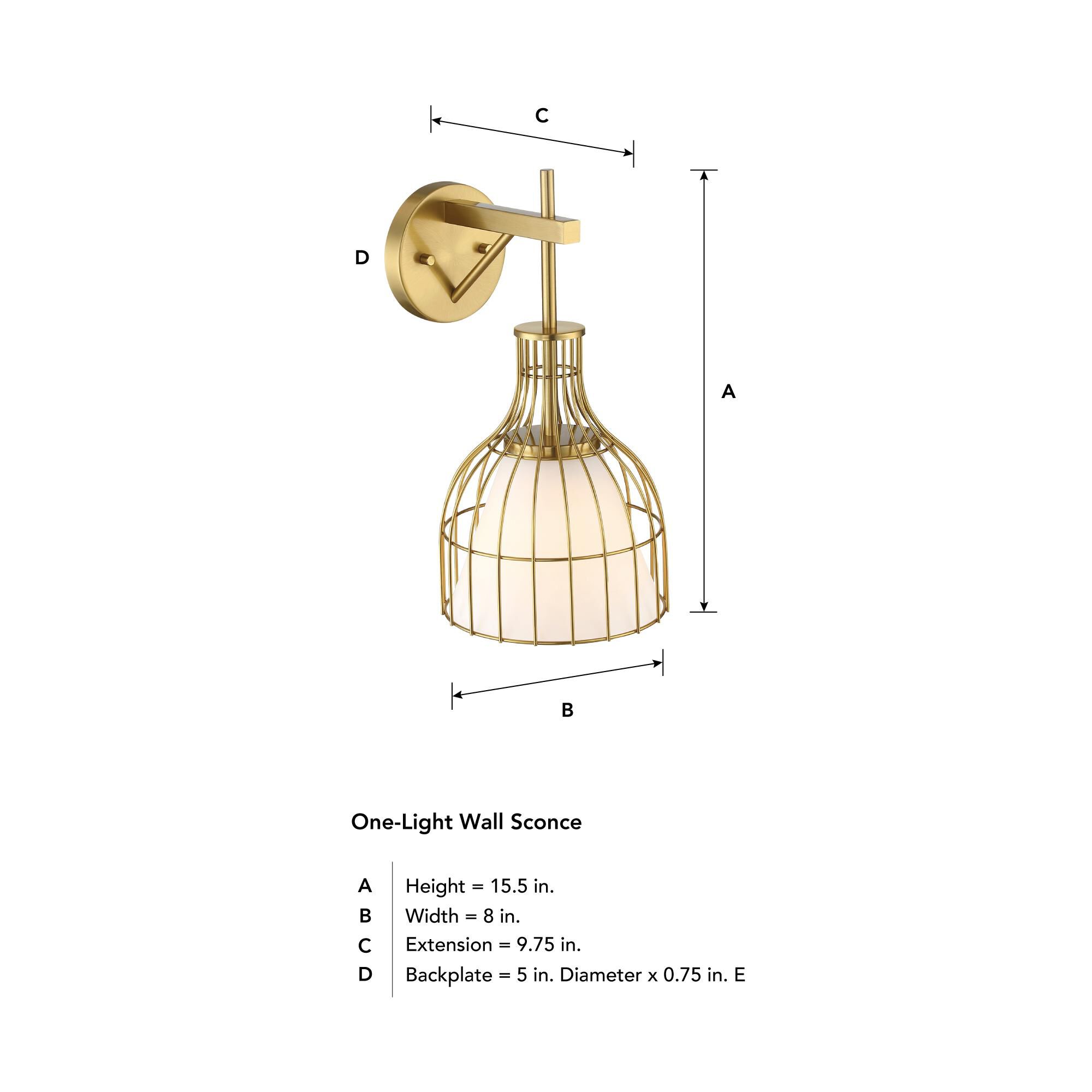 Shown in Brushed Gold finish and Etched Opal glass