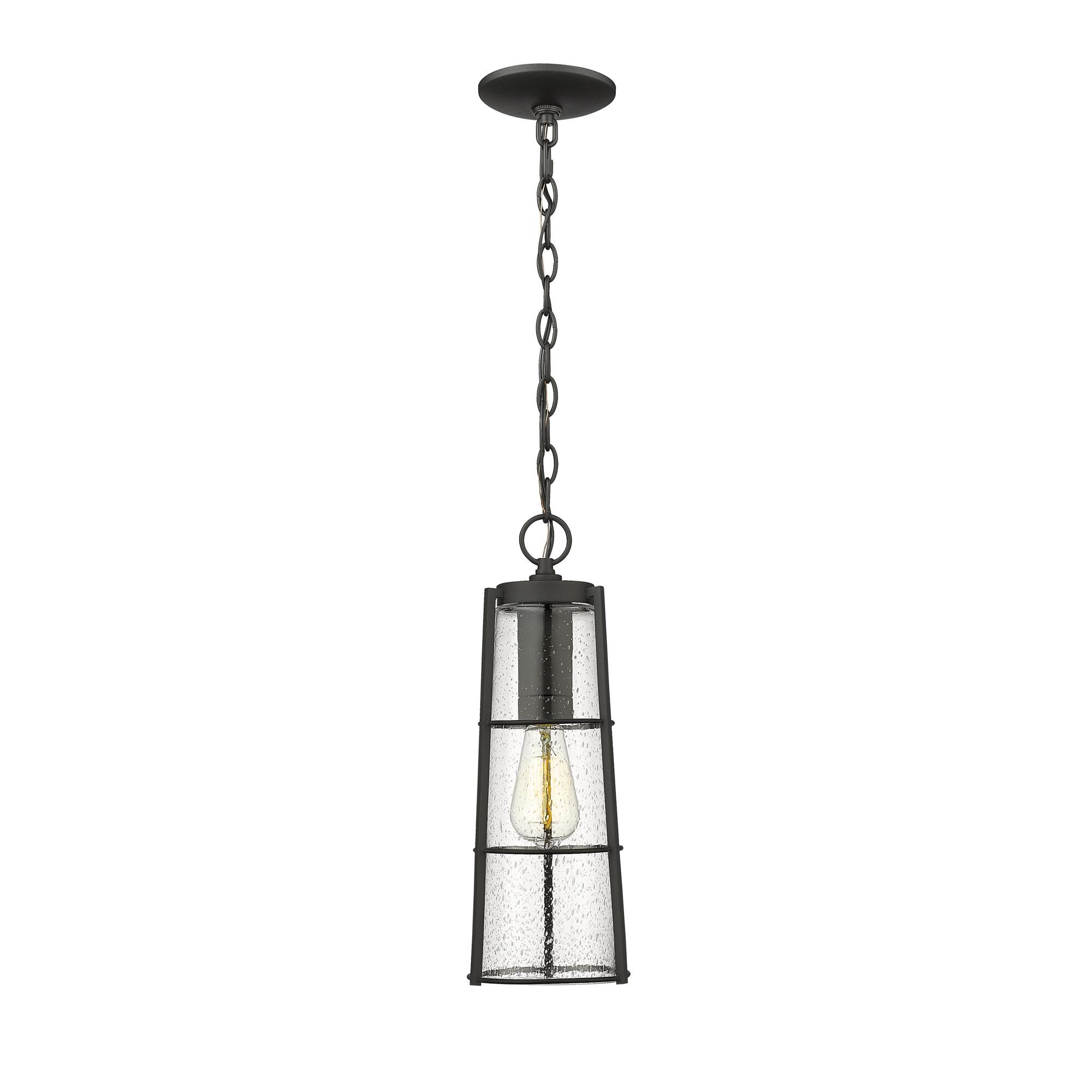 Shown in Black finish and Glass shade