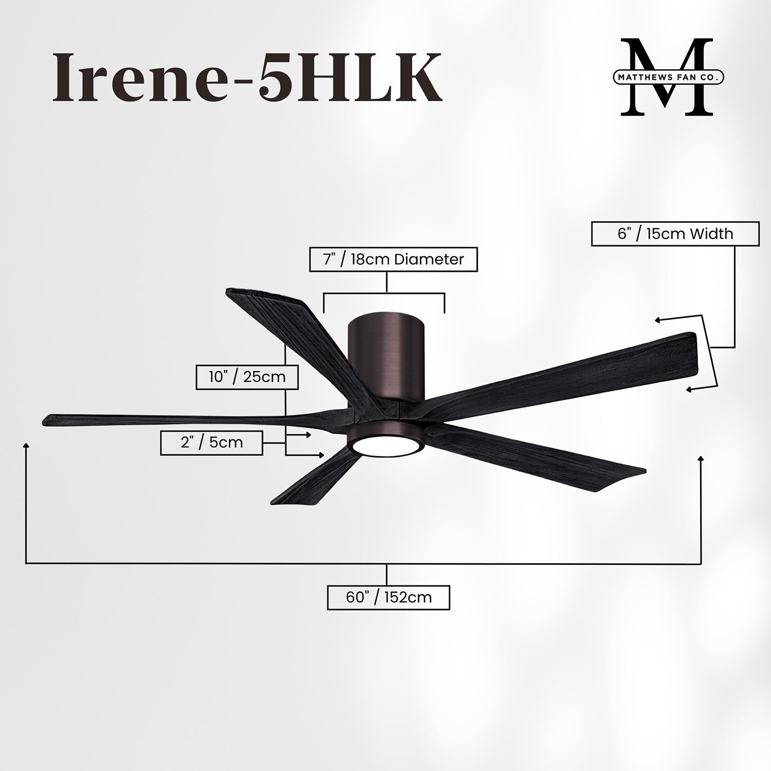 Irene 60 Inch Flush Mount Fan with Light Kit by Matthews Fan Company