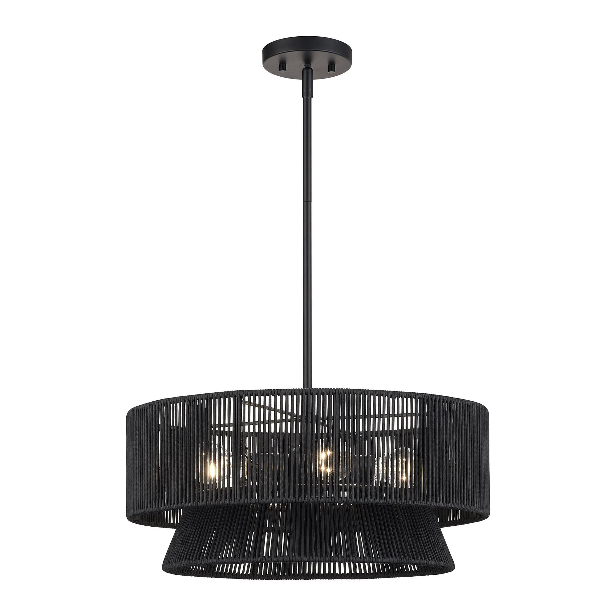 Shown in Black finish and Hand-Woven Parisian Night Color Polyester Rope shade