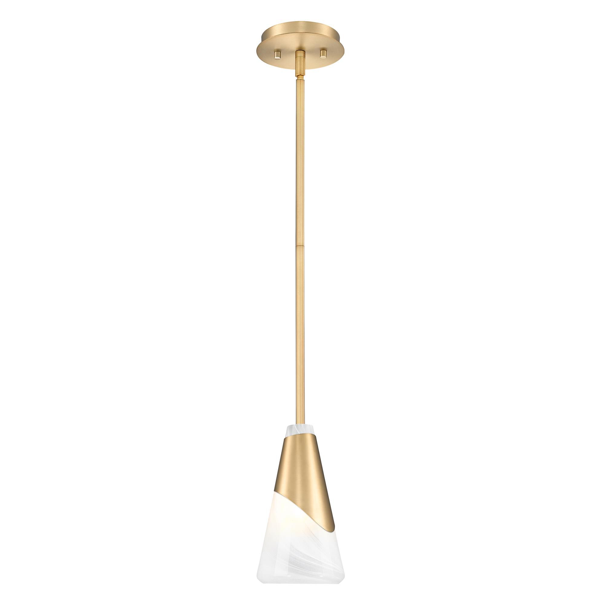 Shown in Modern Gold finish and White Swirl glass and White Swirl shade