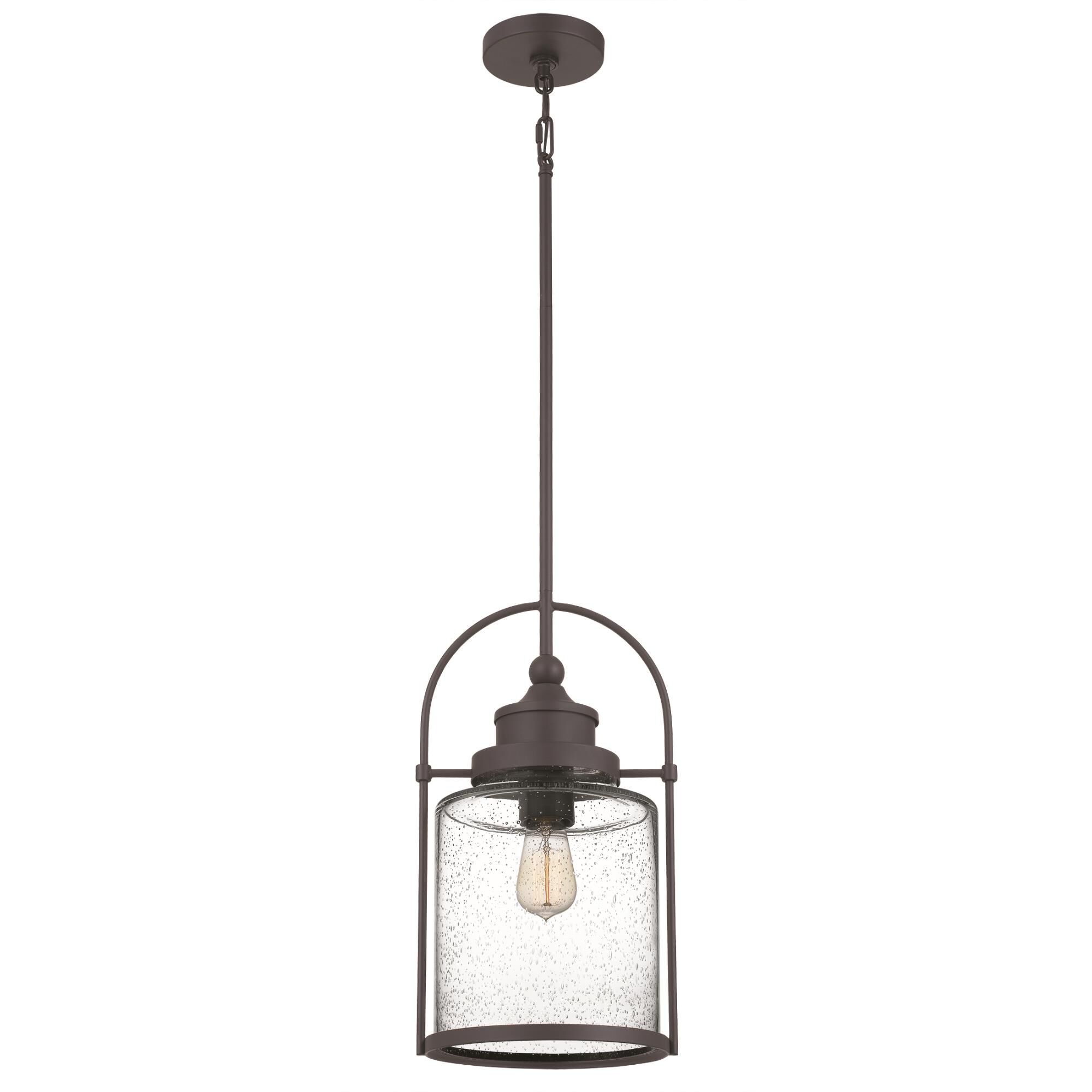 Shown in Western Bronze finish and Clear Seedy glass