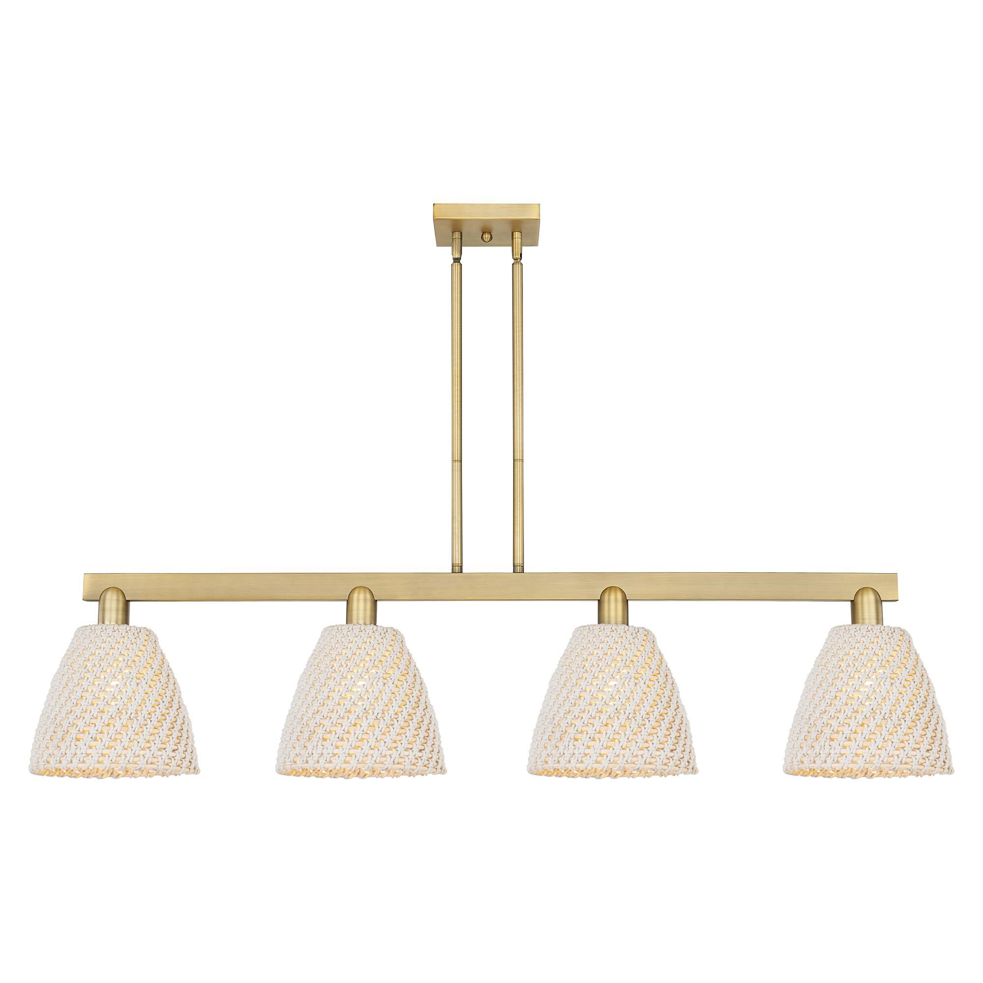 Shown in Brushed Brass finish and Natural shade