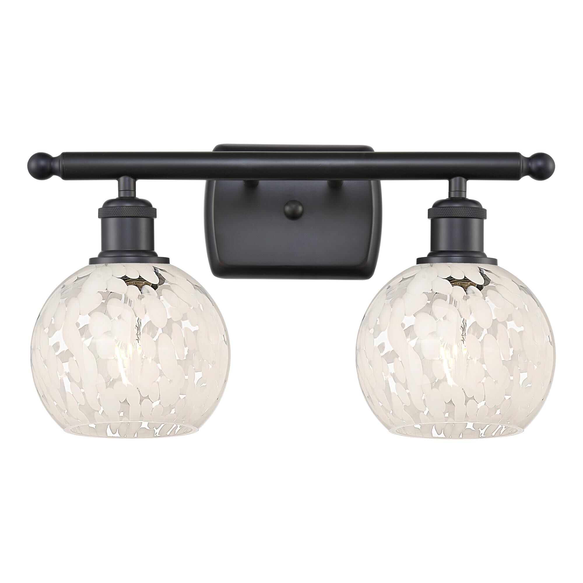 Shown in Matte Black finish and White Mouchette glass