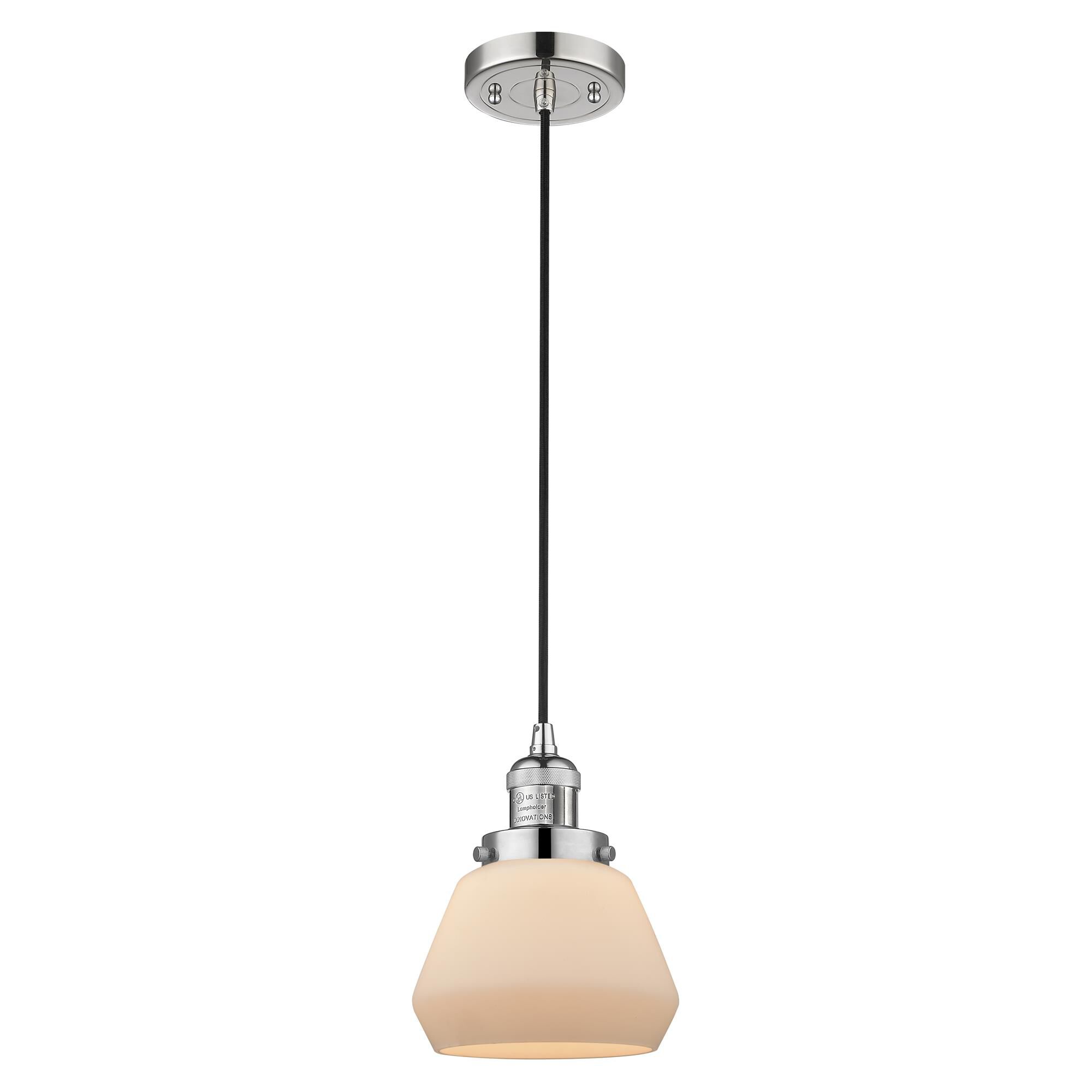 Shown in Polished Nickel finish and Matte White Cased glass