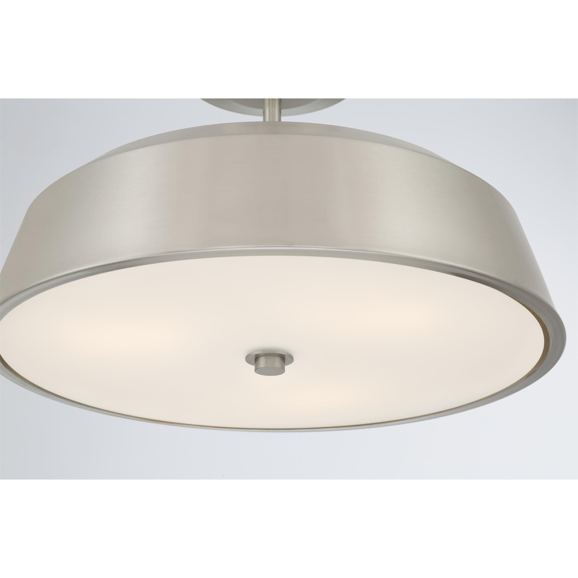 Shown in Brushed Nickel finish and Etched White glass