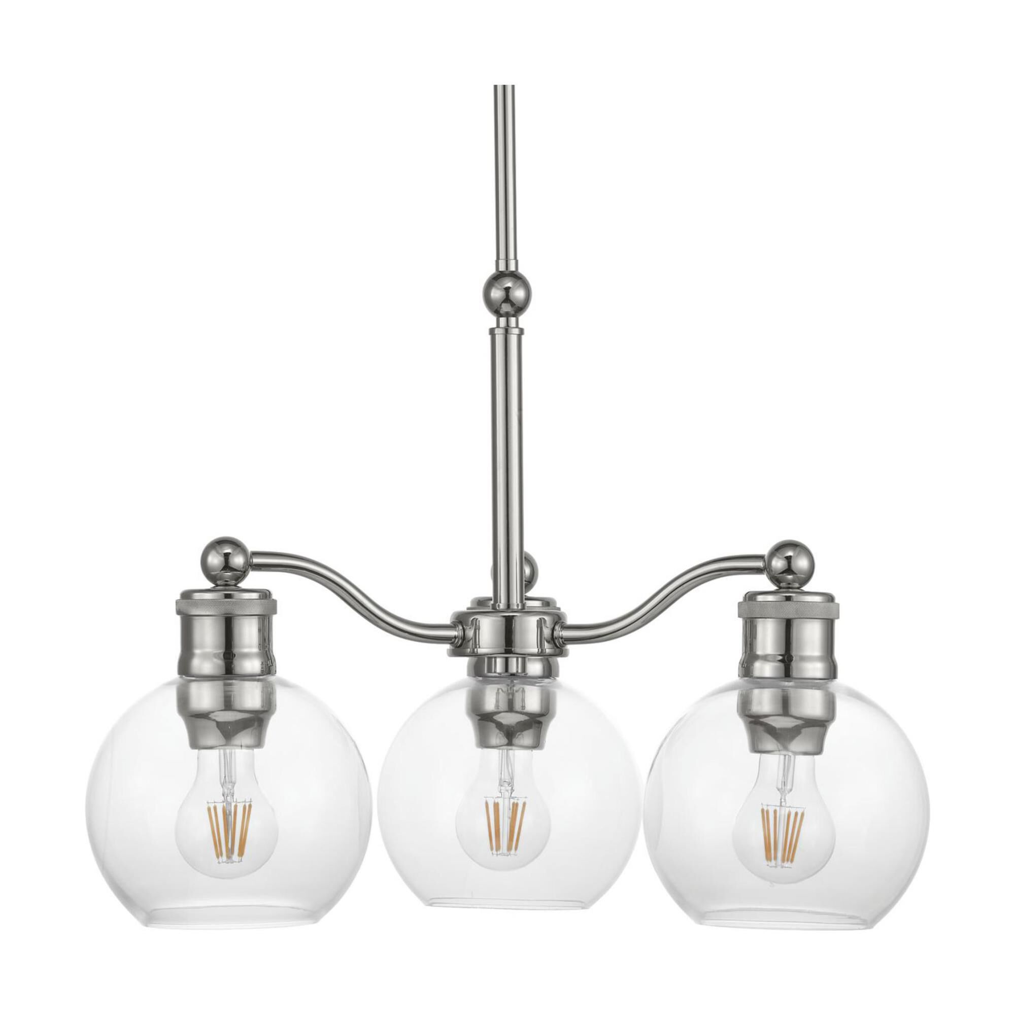 Shown in Polished Nickel finish and Clear glass