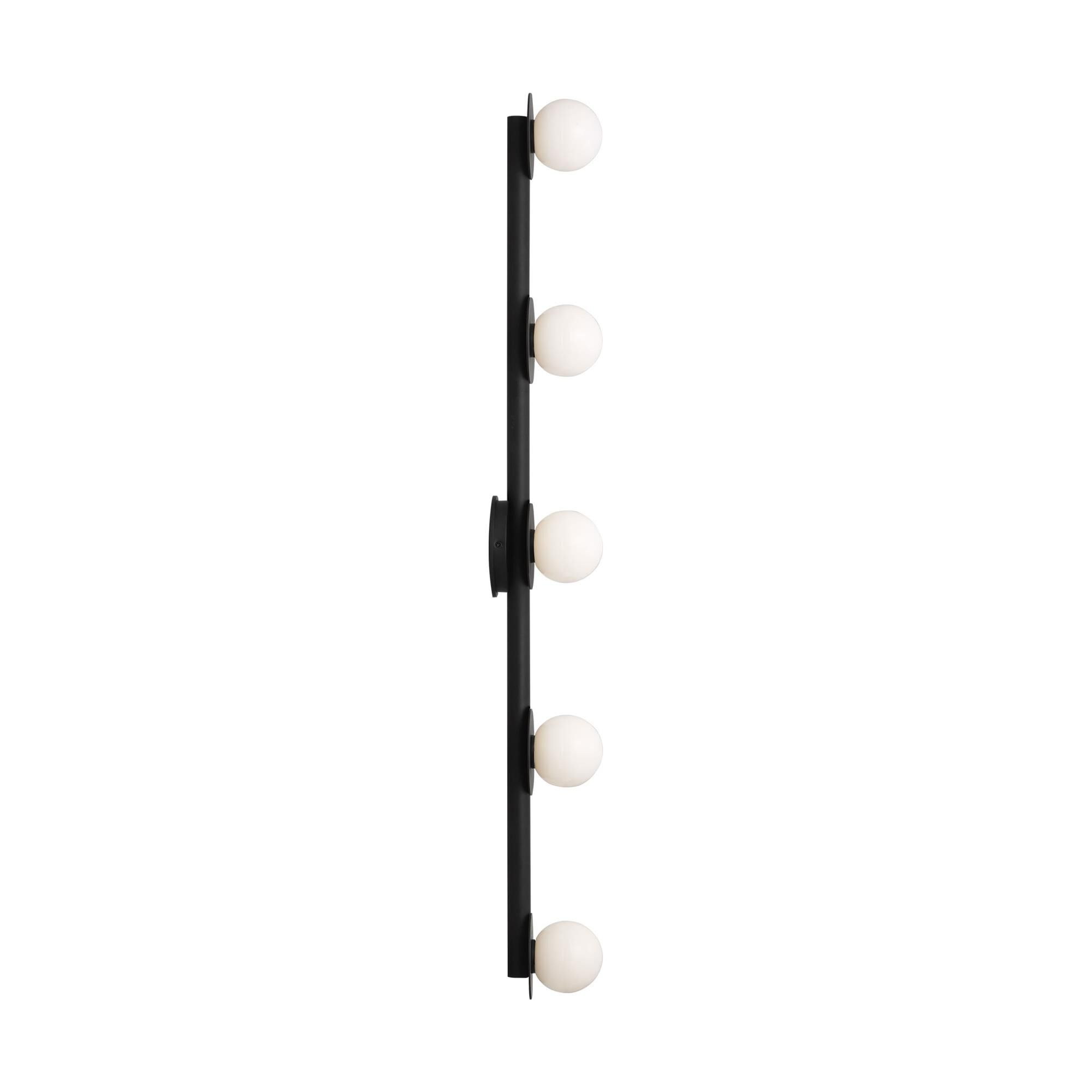 Shown in Midnight Black finish and Milk glass