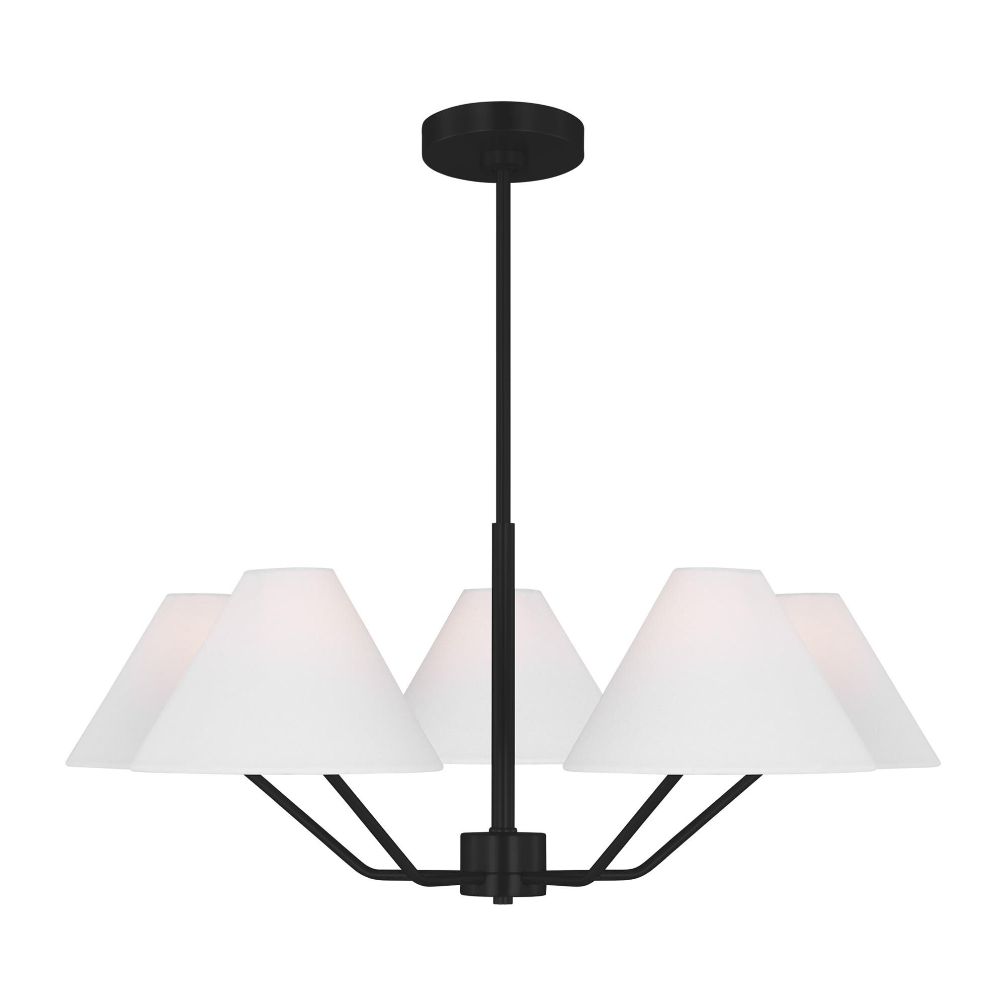 Shown in Midnight Black finish and White Linen Fabric s shade
