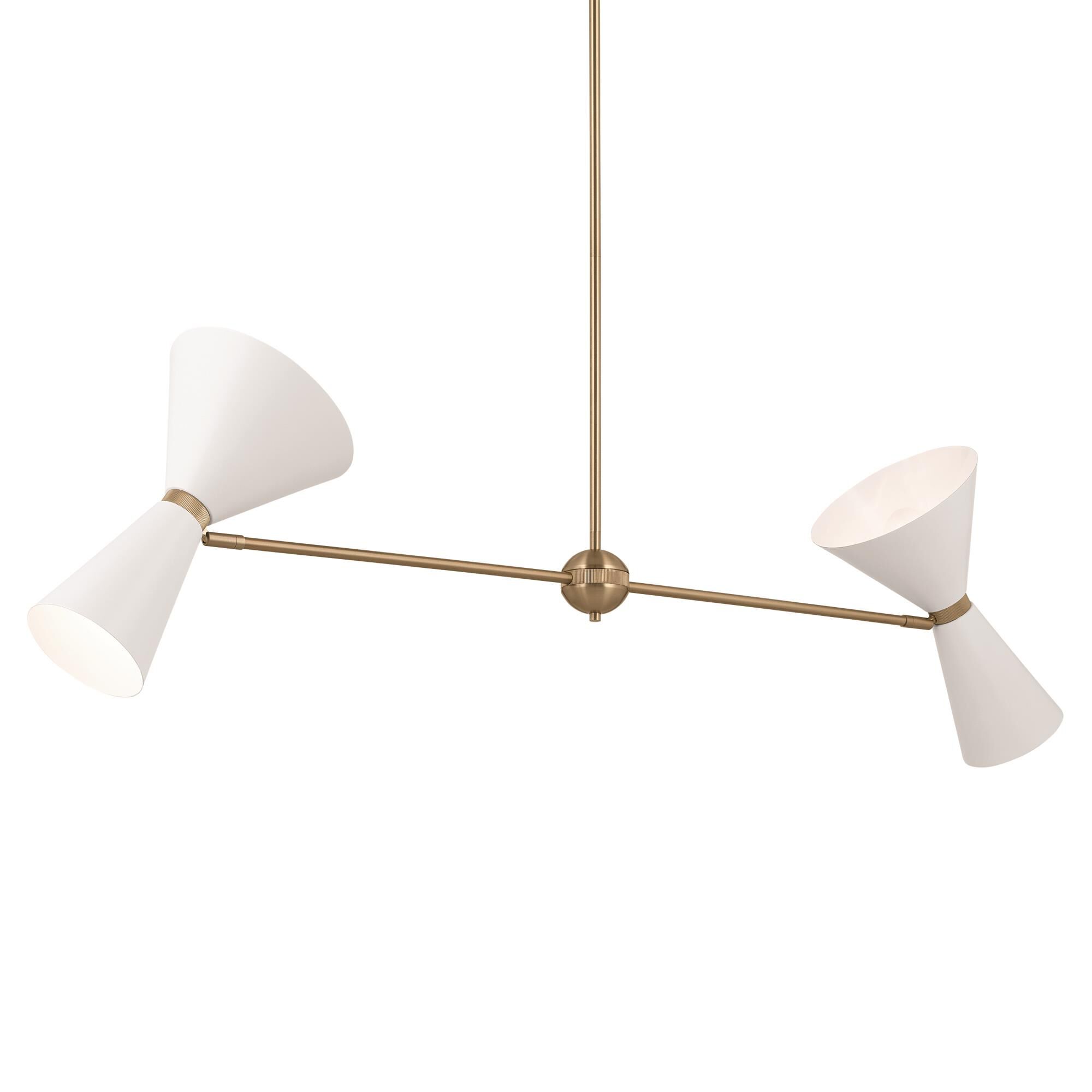 Shown in Champagne Bronze with White finish and Metal and Cone shade