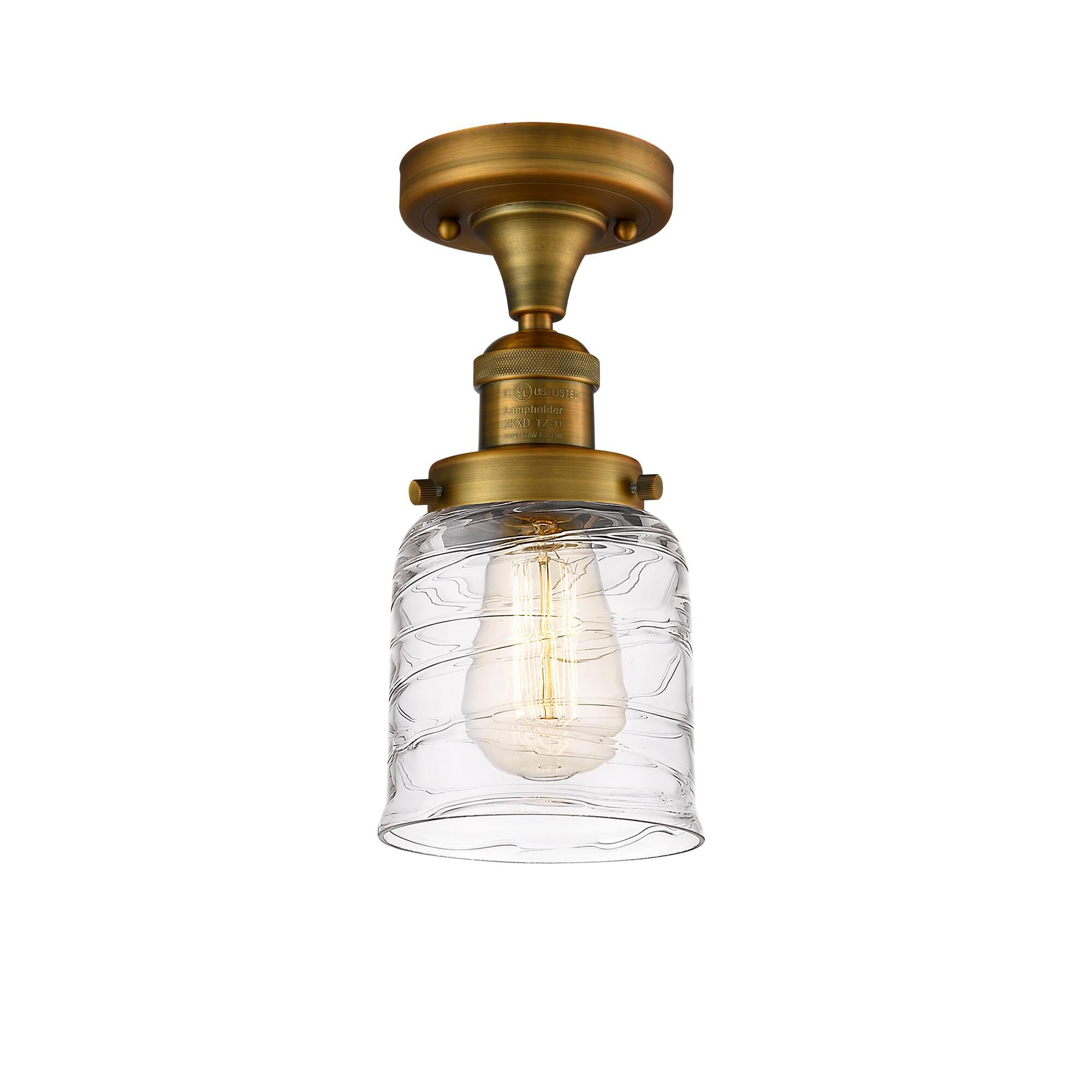 Shown in Brushed Brass finish and Clear glass